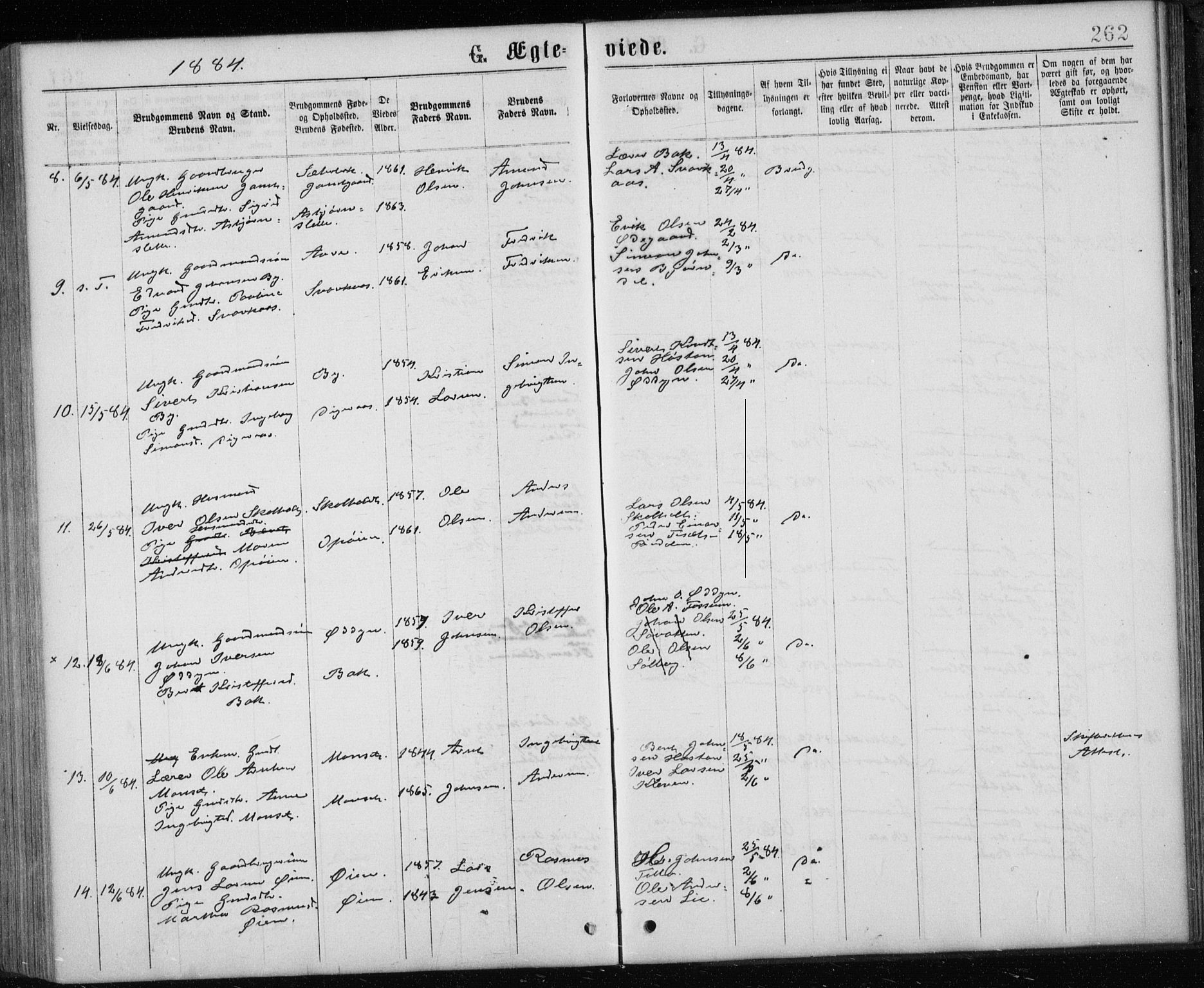 Ministerialprotokoller, klokkerbøker og fødselsregistre - Sør-Trøndelag, SAT/A-1456/668/L0817: Parish register (copy) no. 668C06, 1873-1884, p. 262