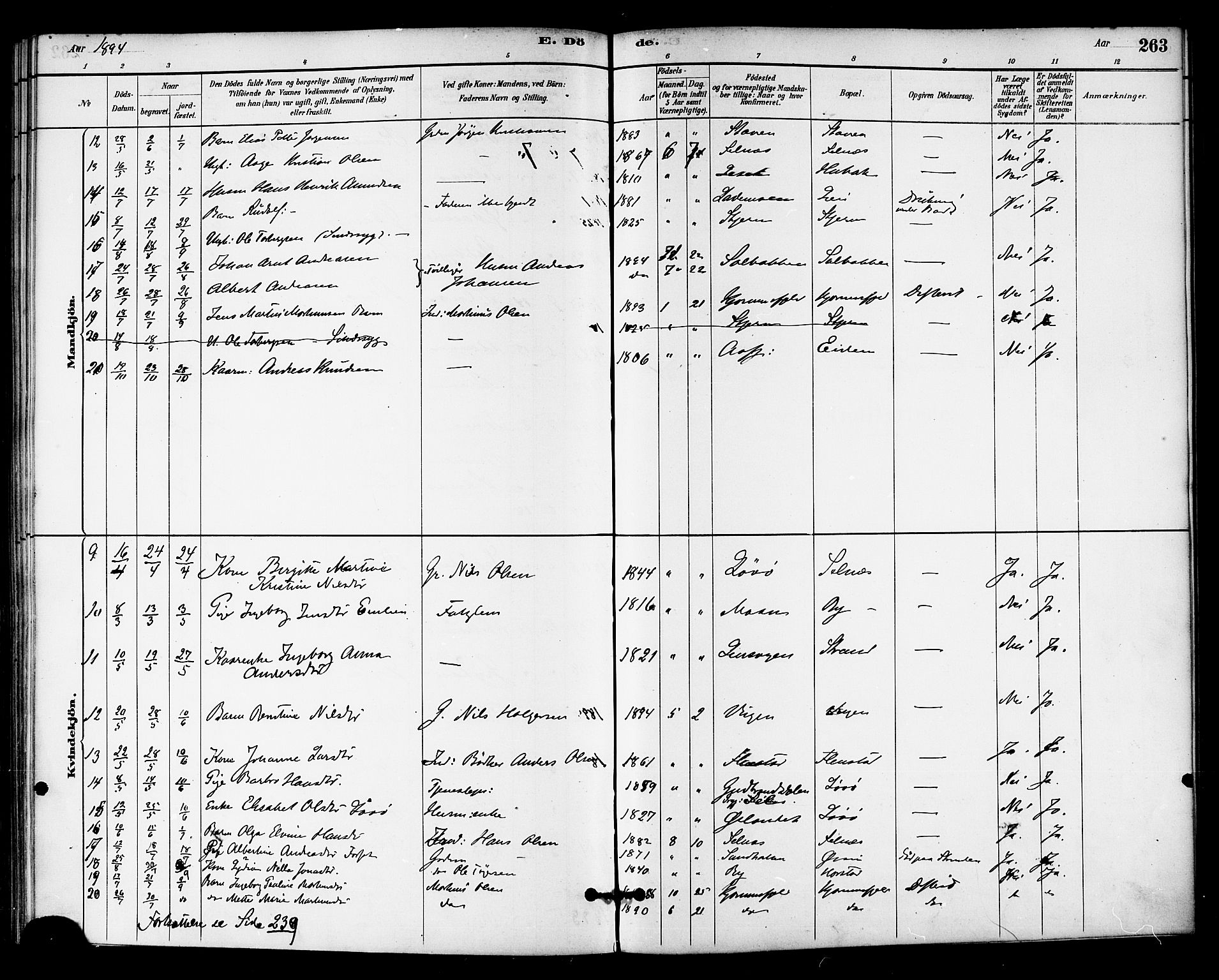 Ministerialprotokoller, klokkerbøker og fødselsregistre - Sør-Trøndelag, SAT/A-1456/655/L0680: Parish register (official) no. 655A09, 1880-1894, p. 263