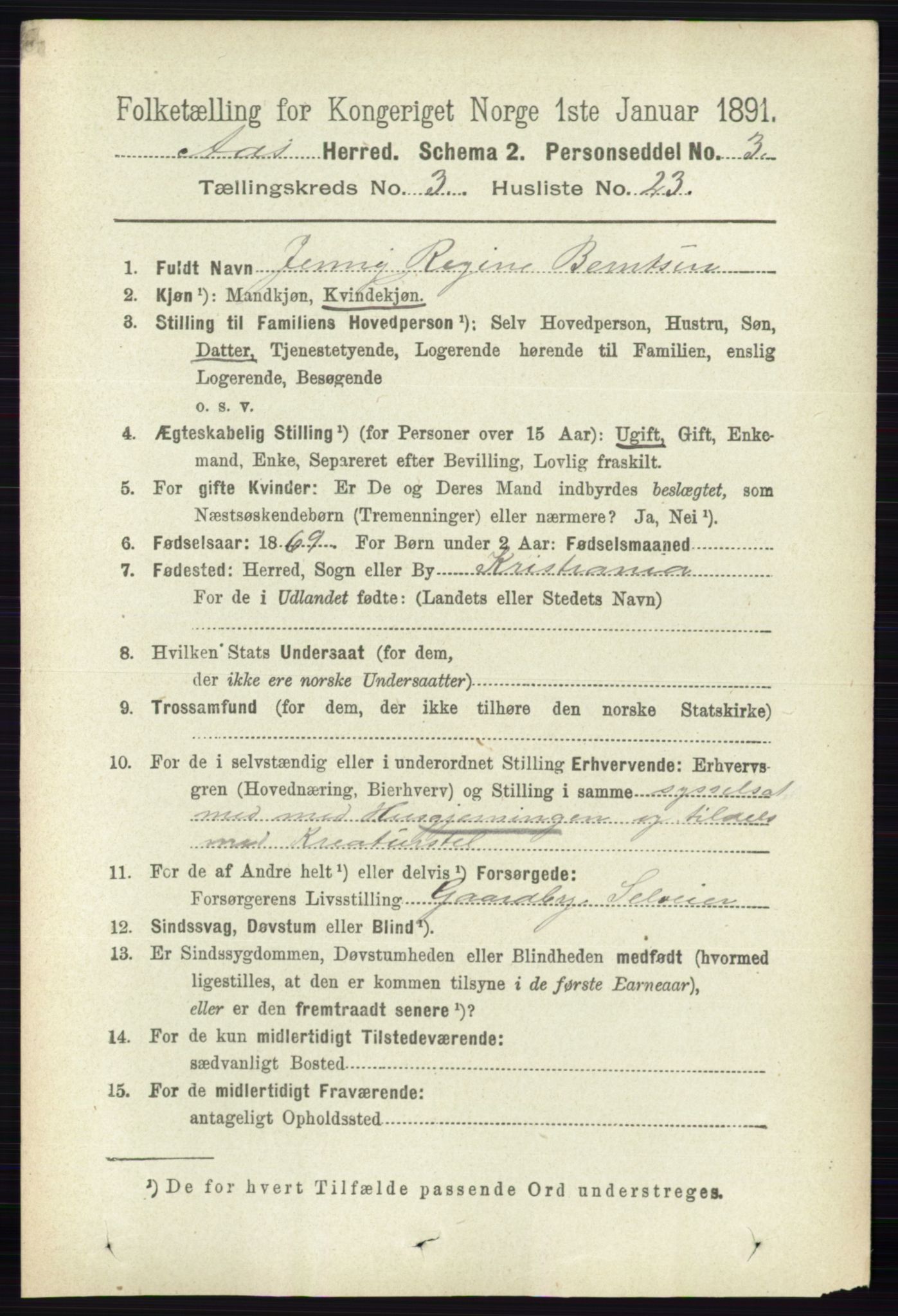 RA, 1891 census for 0214 Ås, 1891, p. 2271