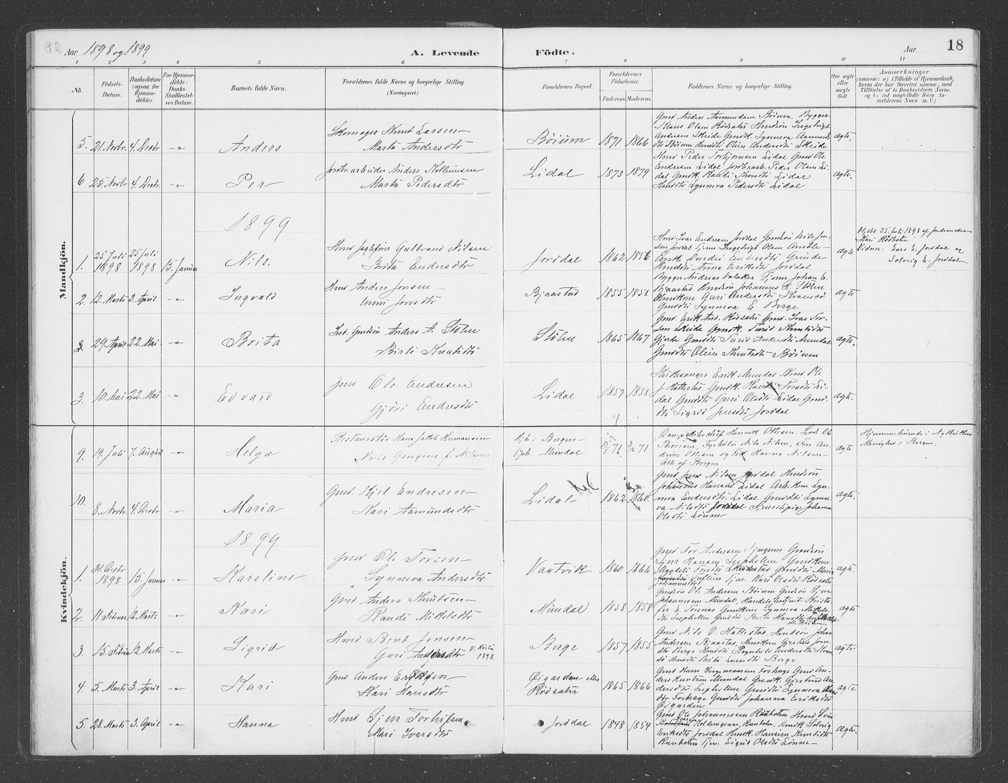 Balestrand sokneprestembete, AV/SAB-A-79601/H/Haa/Haac/L0001: Parish register (official) no. C  1, 1889-1909, p. 18