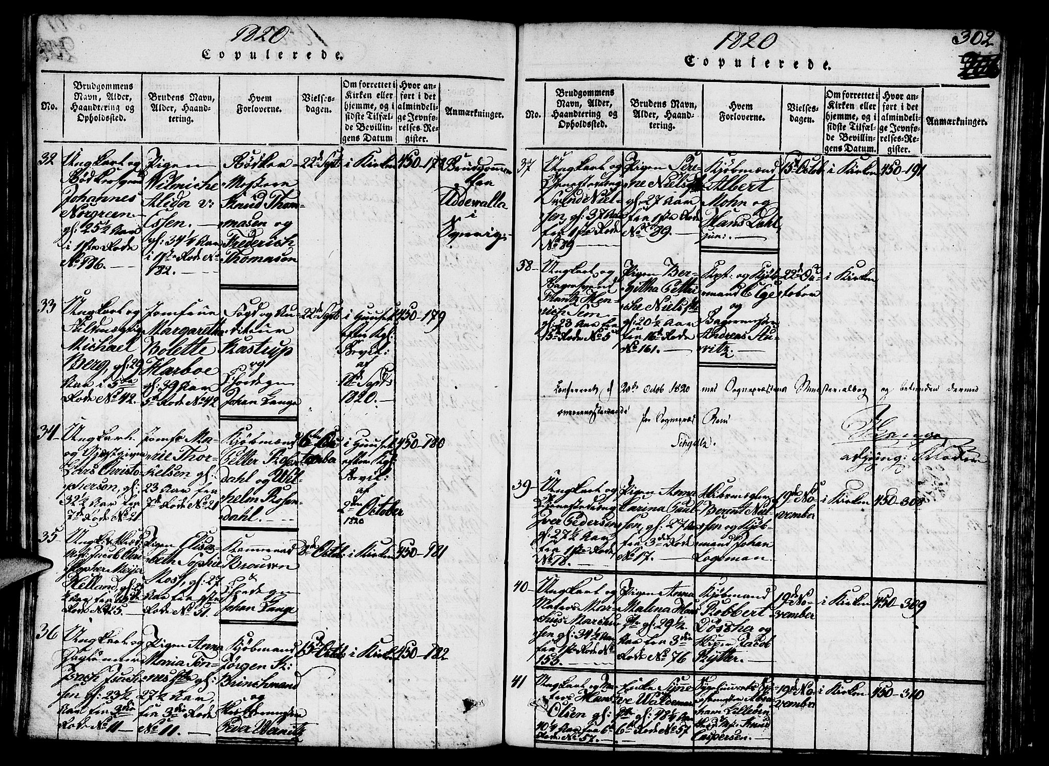 Nykirken Sokneprestembete, AV/SAB-A-77101/H/Hab/L0003: Parish register (copy) no. A 4, 1816-1821, p. 302