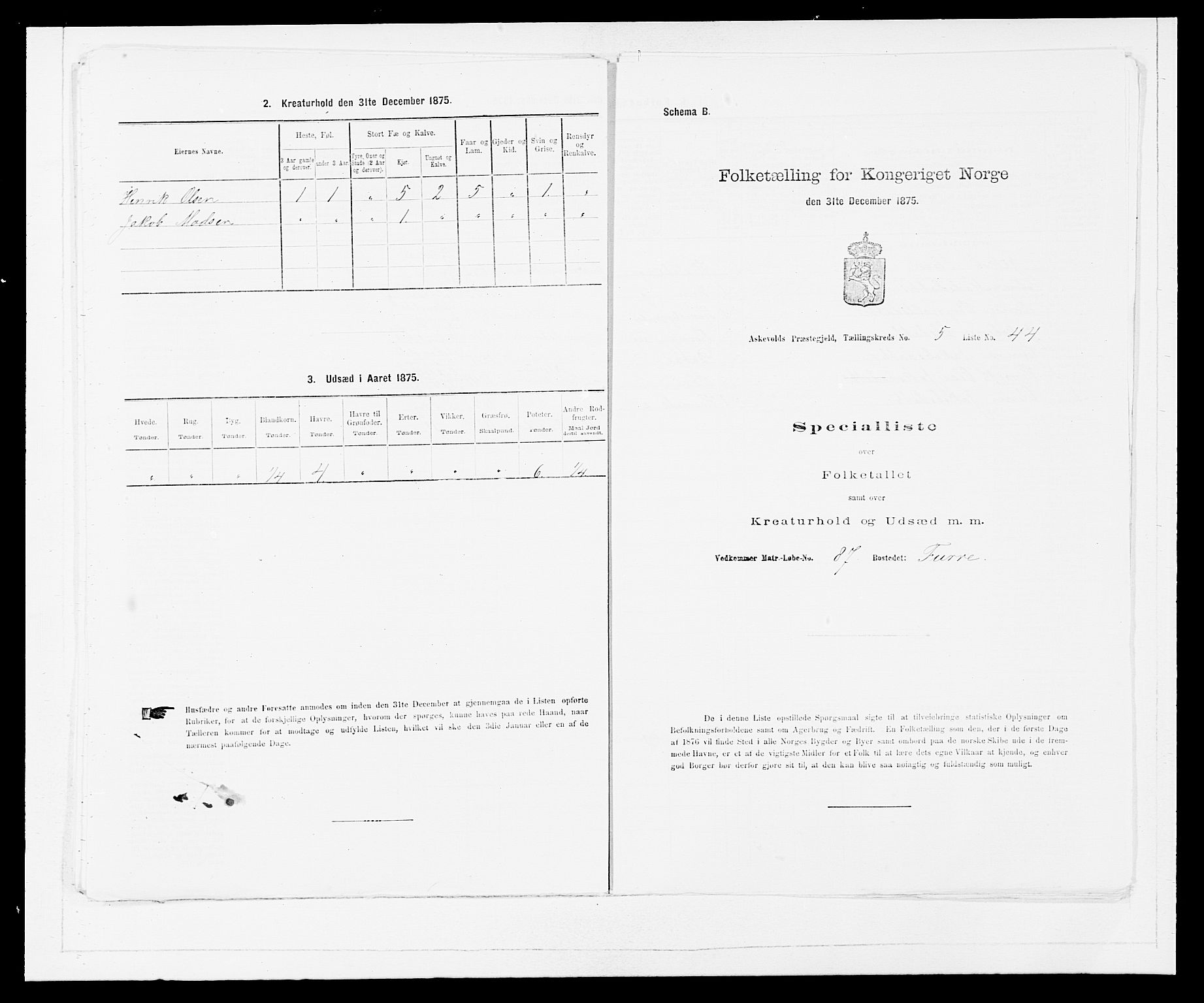 SAB, 1875 census for 1428P Askvoll, 1875, p. 448