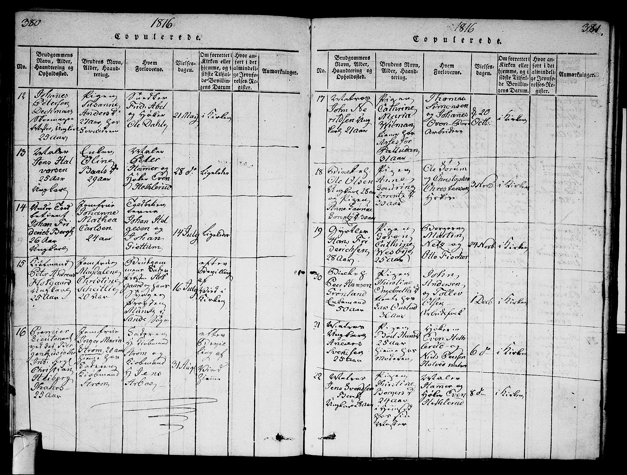 Strømsø kirkebøker, AV/SAKO-A-246/G/Ga/L0001: Parish register (copy) no. 1, 1815-1829, p. 380-381