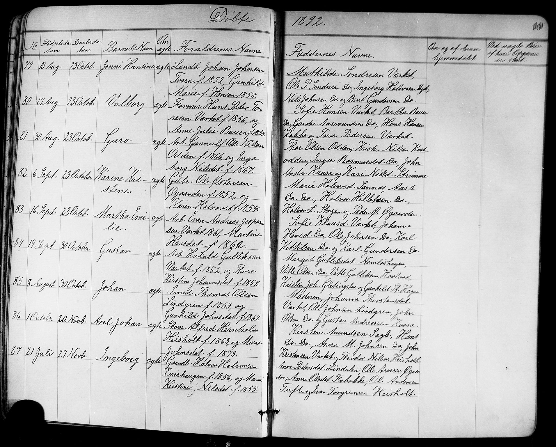 Holla kirkebøker, AV/SAKO-A-272/G/Ga/L0005: Parish register (copy) no. I 5, 1891-1917, p. 19