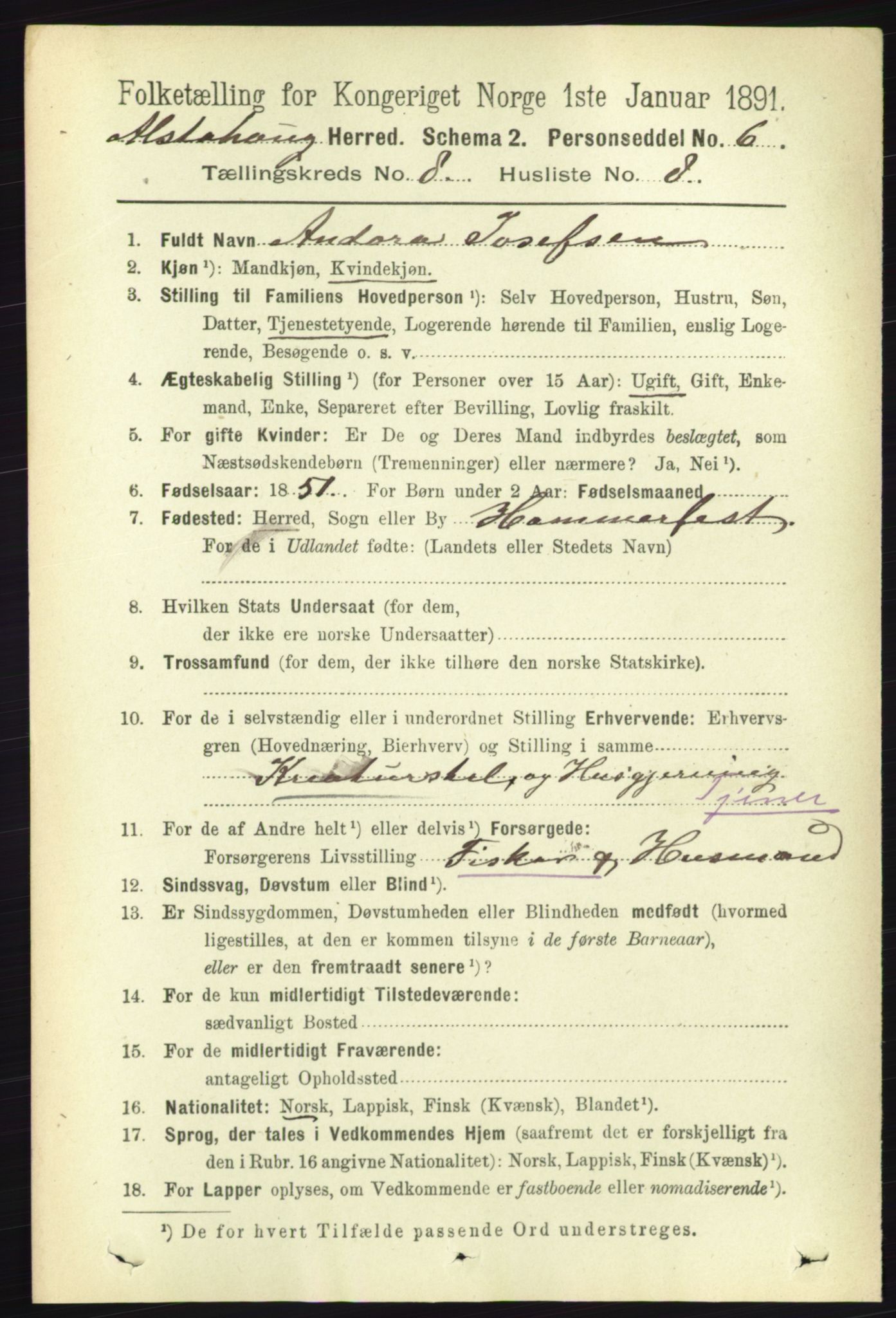 RA, 1891 census for 1820 Alstahaug, 1891, p. 2946