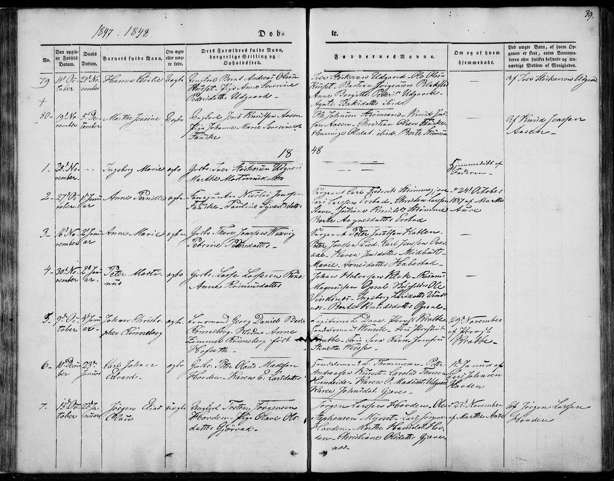 Ministerialprotokoller, klokkerbøker og fødselsregistre - Møre og Romsdal, SAT/A-1454/522/L0312: Parish register (official) no. 522A07, 1843-1851, p. 39