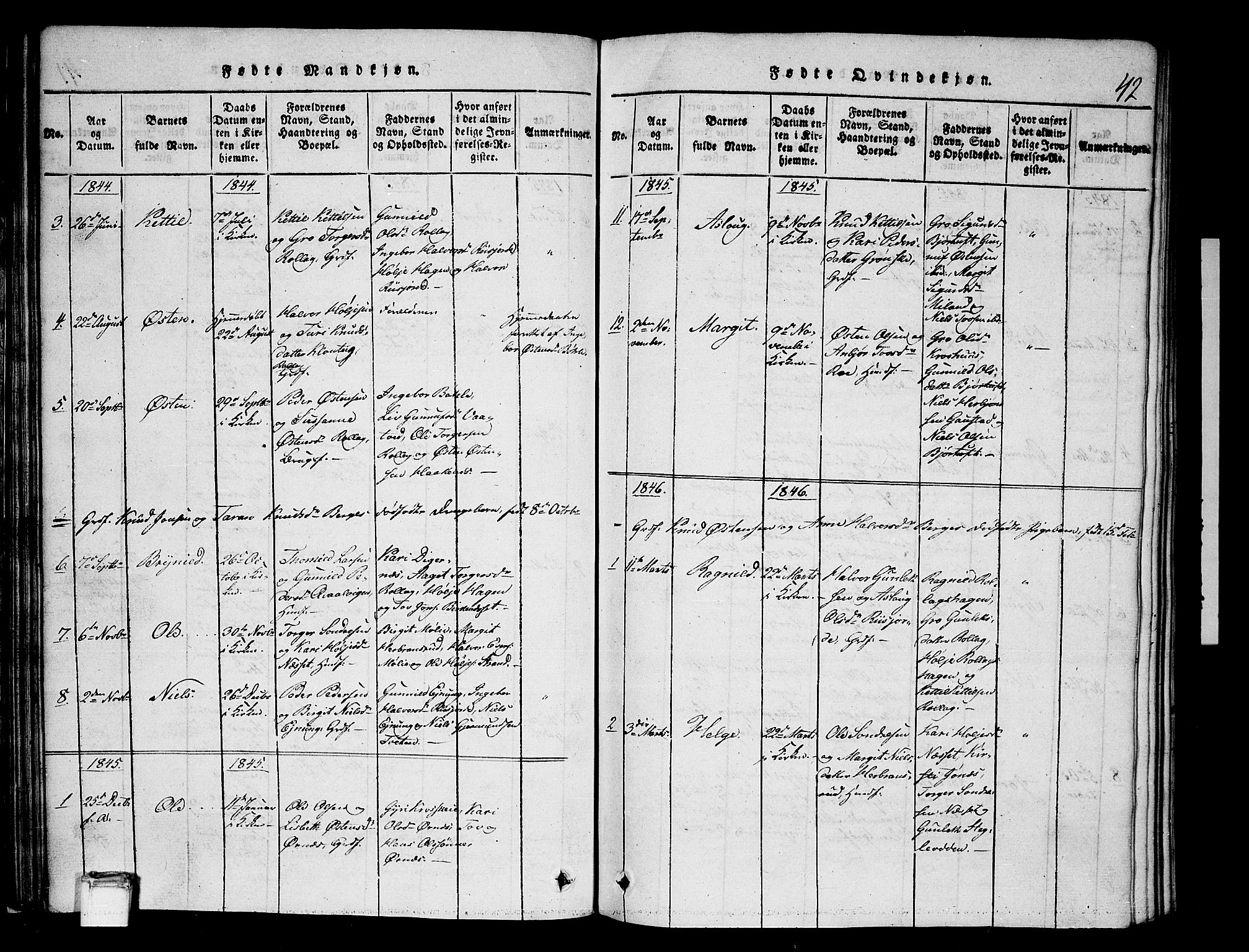 Tinn kirkebøker, SAKO/A-308/G/Gb/L0001: Parish register (copy) no. II 1 /1, 1815-1850, p. 42