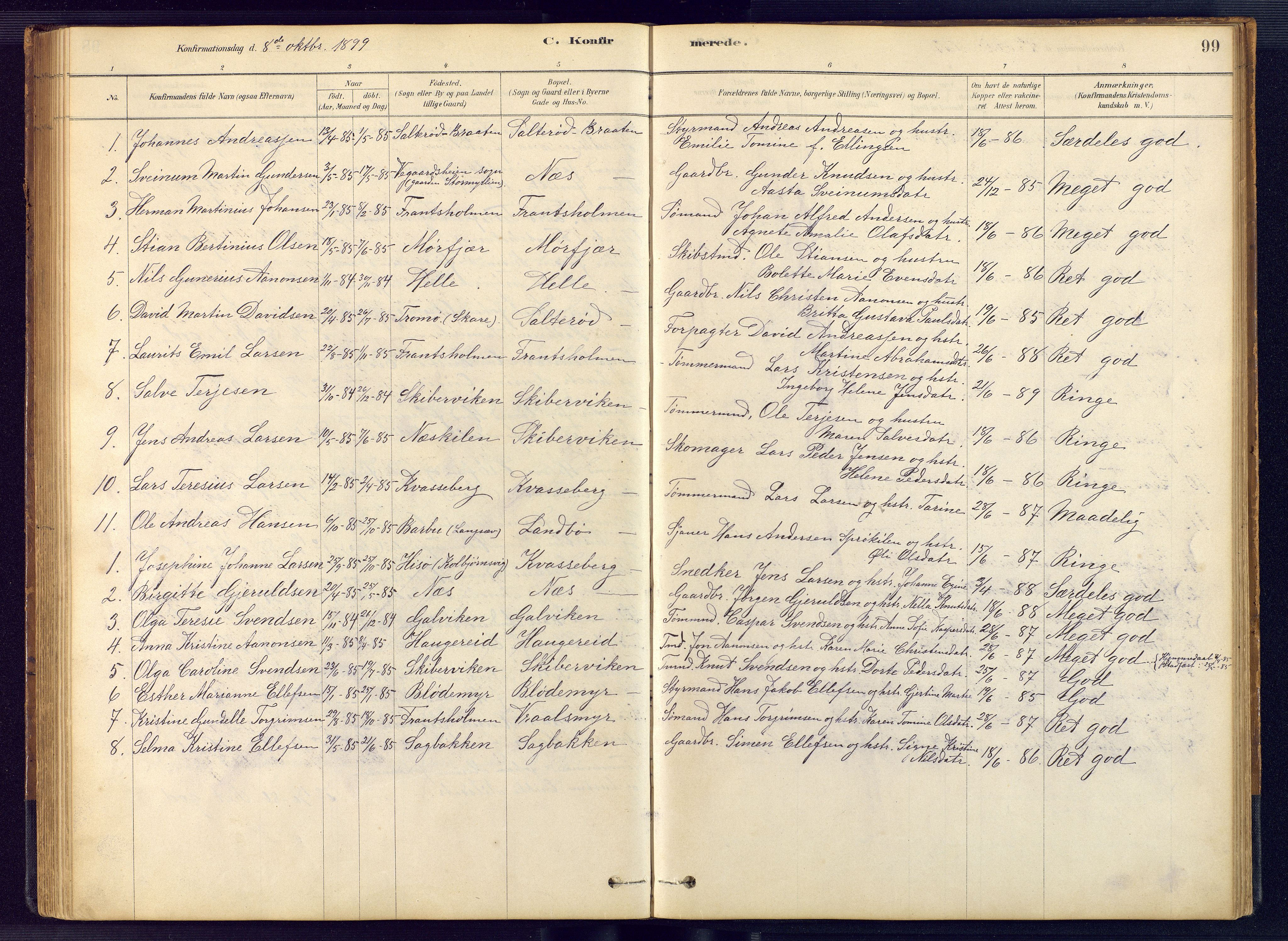 Austre Moland sokneprestkontor, AV/SAK-1111-0001/F/Fb/Fbb/L0001: Parish register (copy) no. B 1, 1878-1904, p. 99