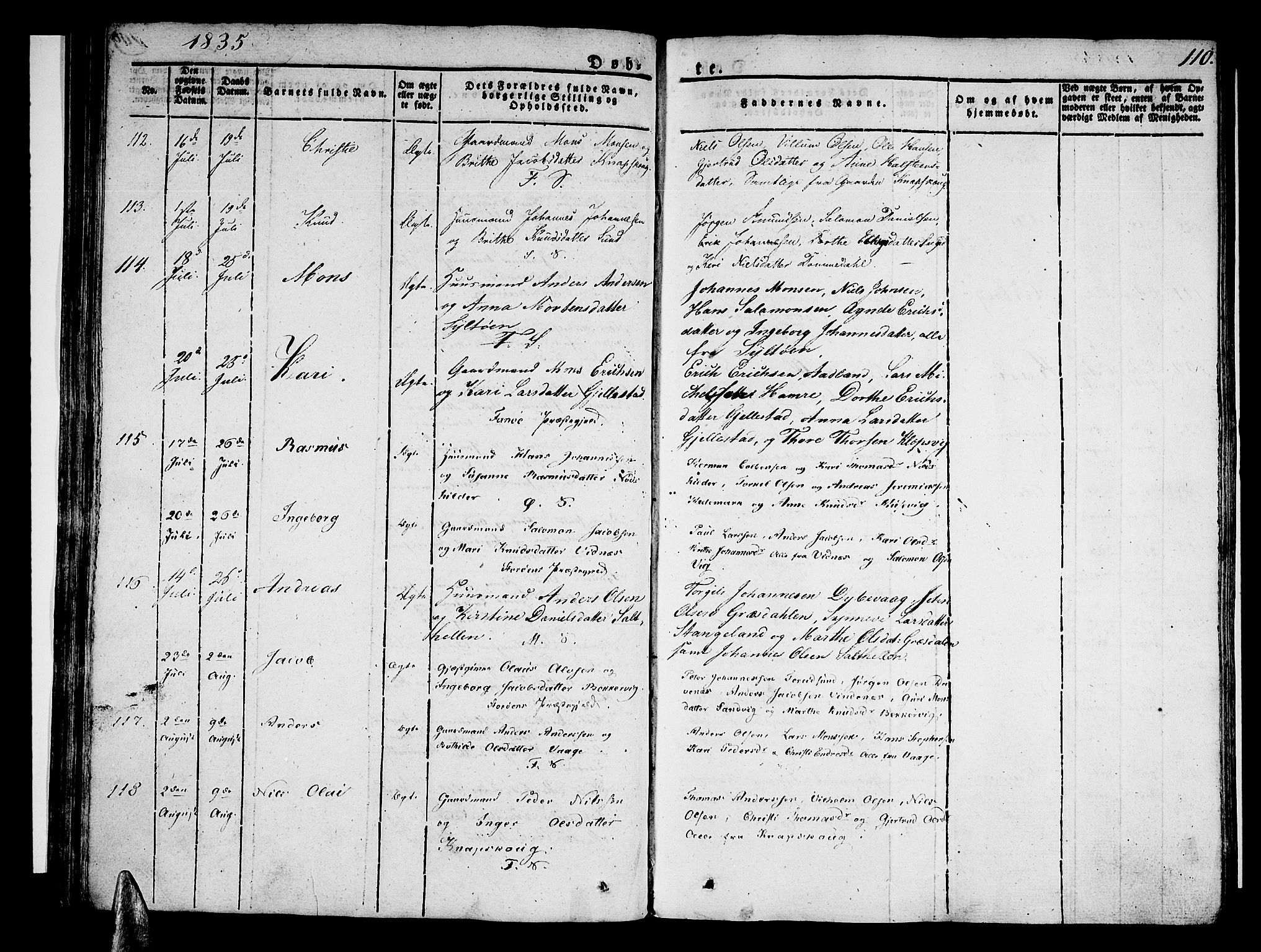 Sund sokneprestembete, AV/SAB-A-99930: Parish register (official) no. A 12, 1825-1835, p. 110