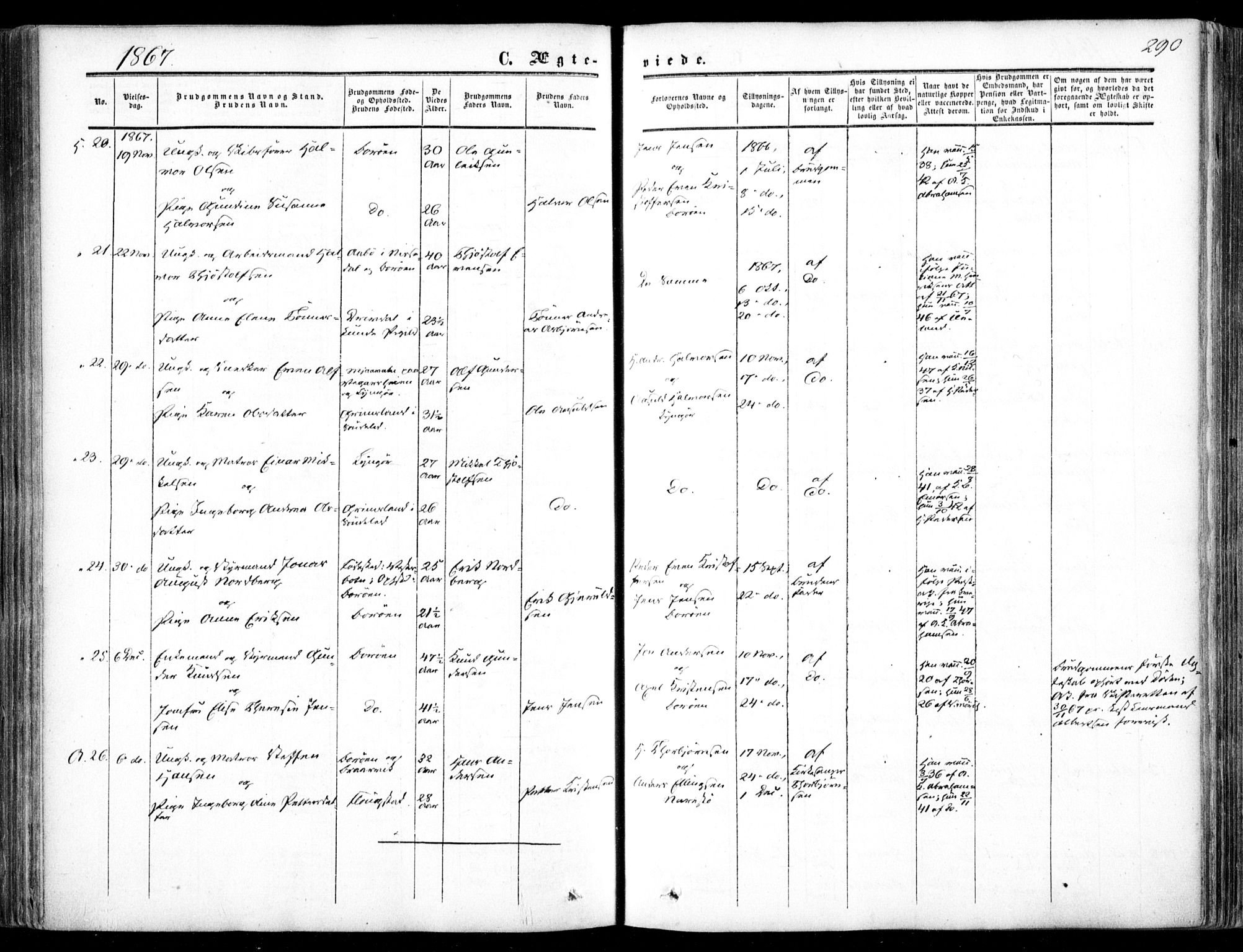 Dypvåg sokneprestkontor, AV/SAK-1111-0007/F/Fa/Faa/L0006: Parish register (official) no. A 6, 1855-1872, p. 290