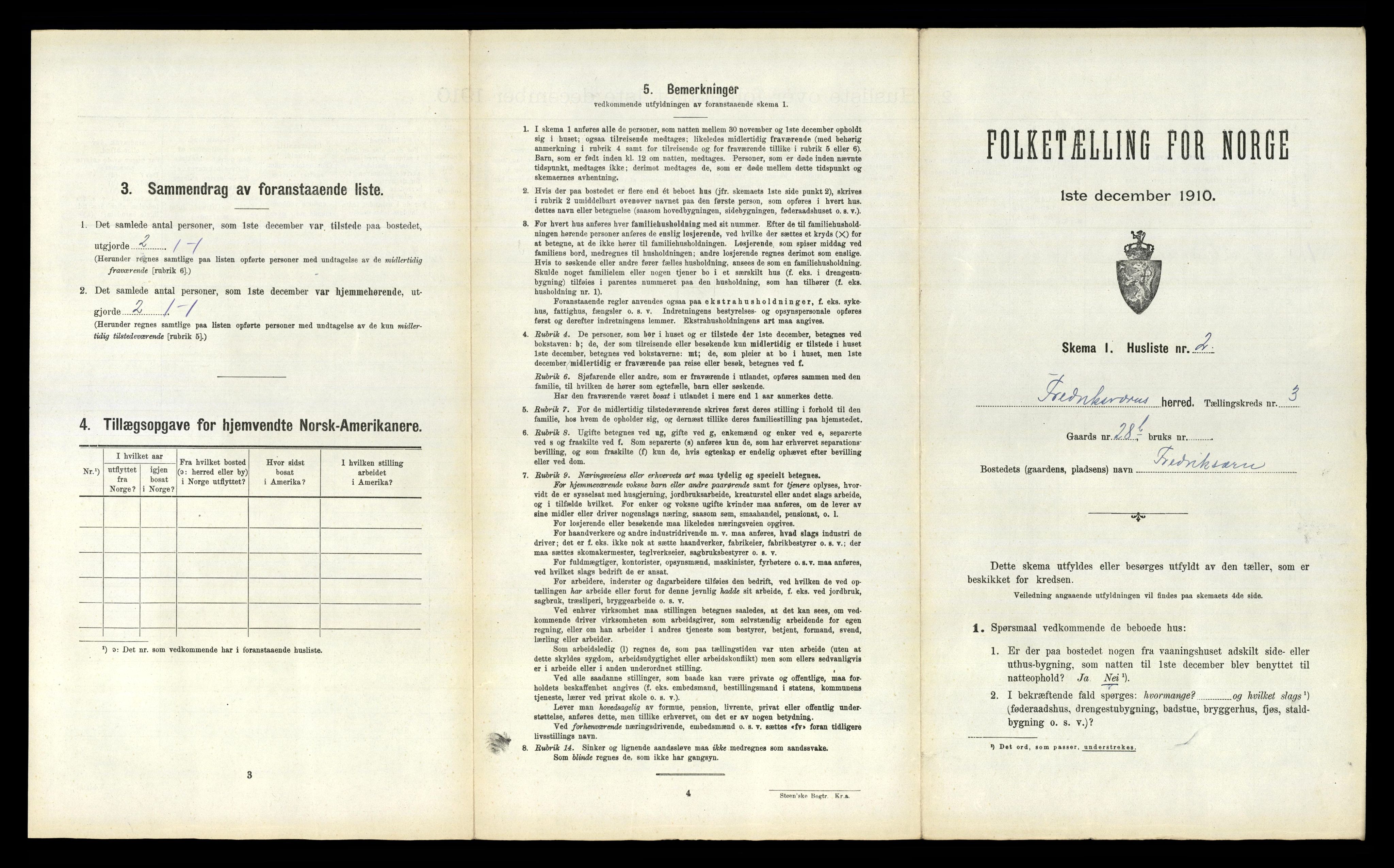 RA, 1910 census for Fredriksvern, 1910, p. 188