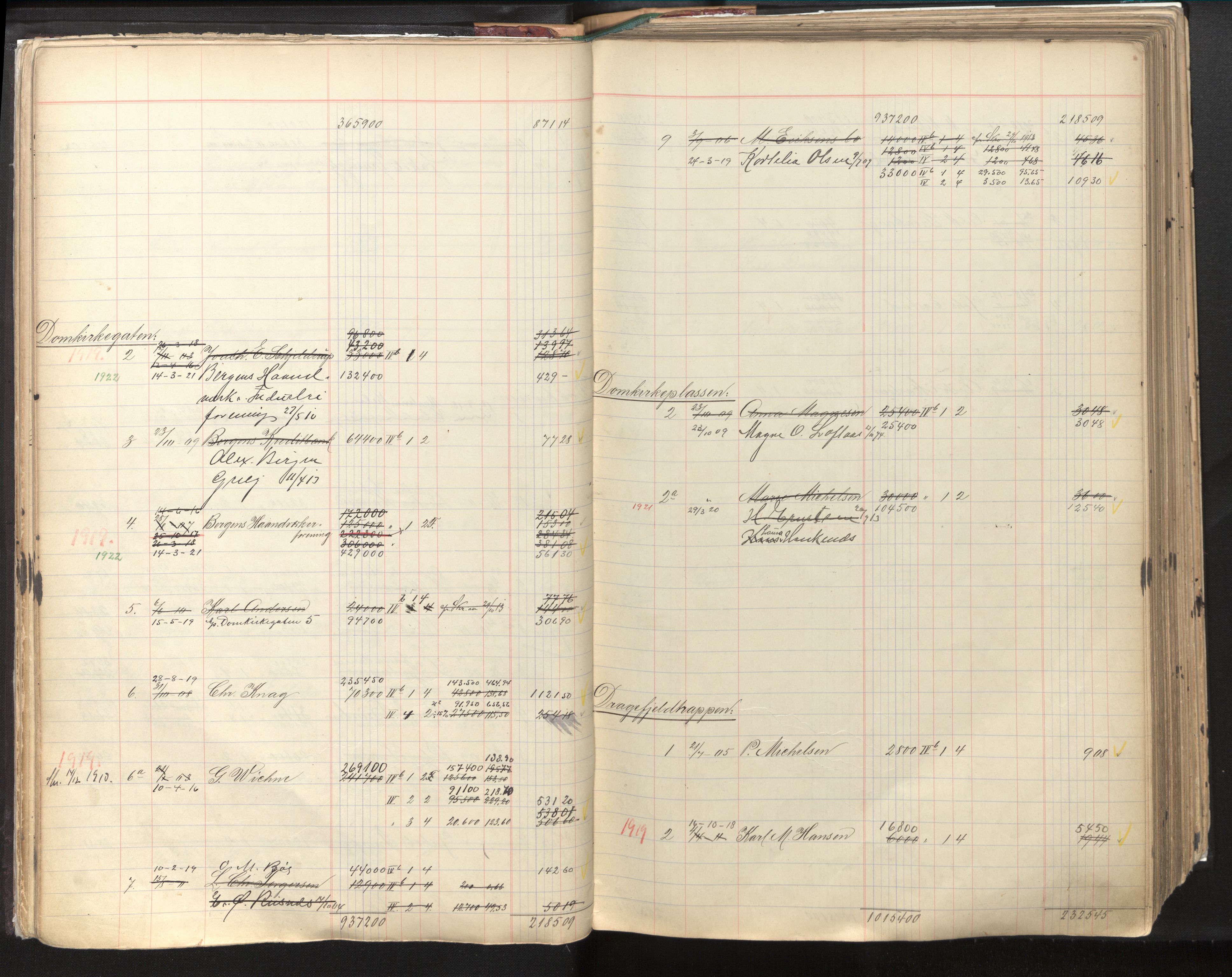 Byfogd og Byskriver i Bergen, AV/SAB-A-3401/11/11Db/L0003: Register til branntakstprotokoll og branntakstkontingent, 1921