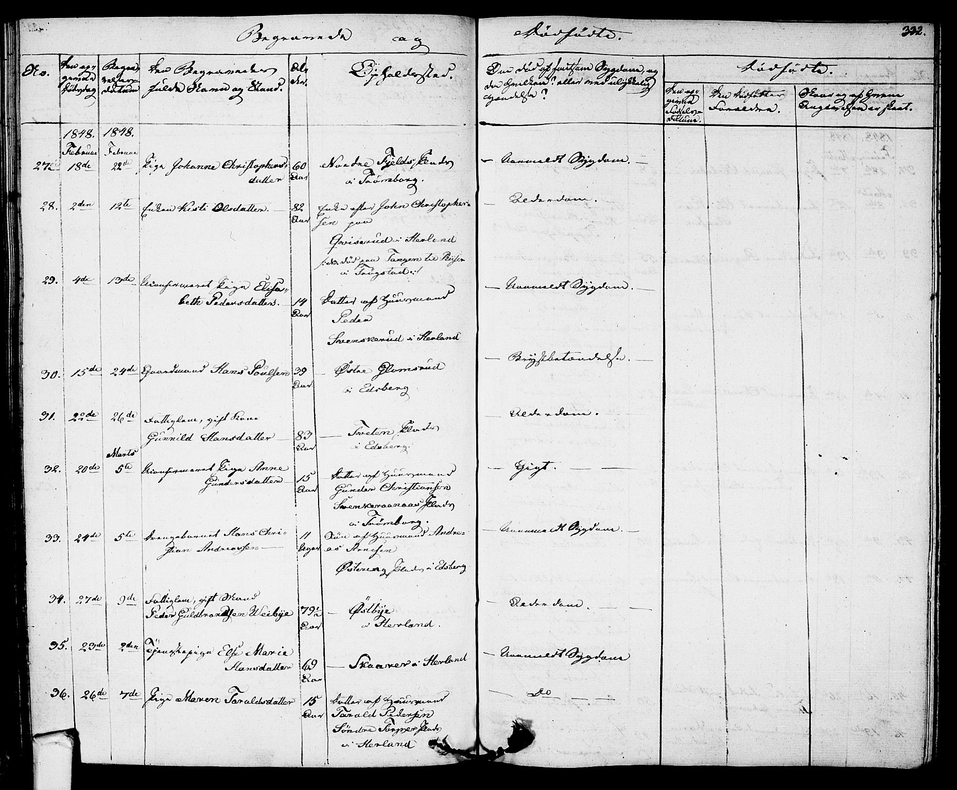 Eidsberg prestekontor Kirkebøker, AV/SAO-A-10905/F/Fa/L0008: Parish register (official) no. I 8, 1832-1848, p. 332