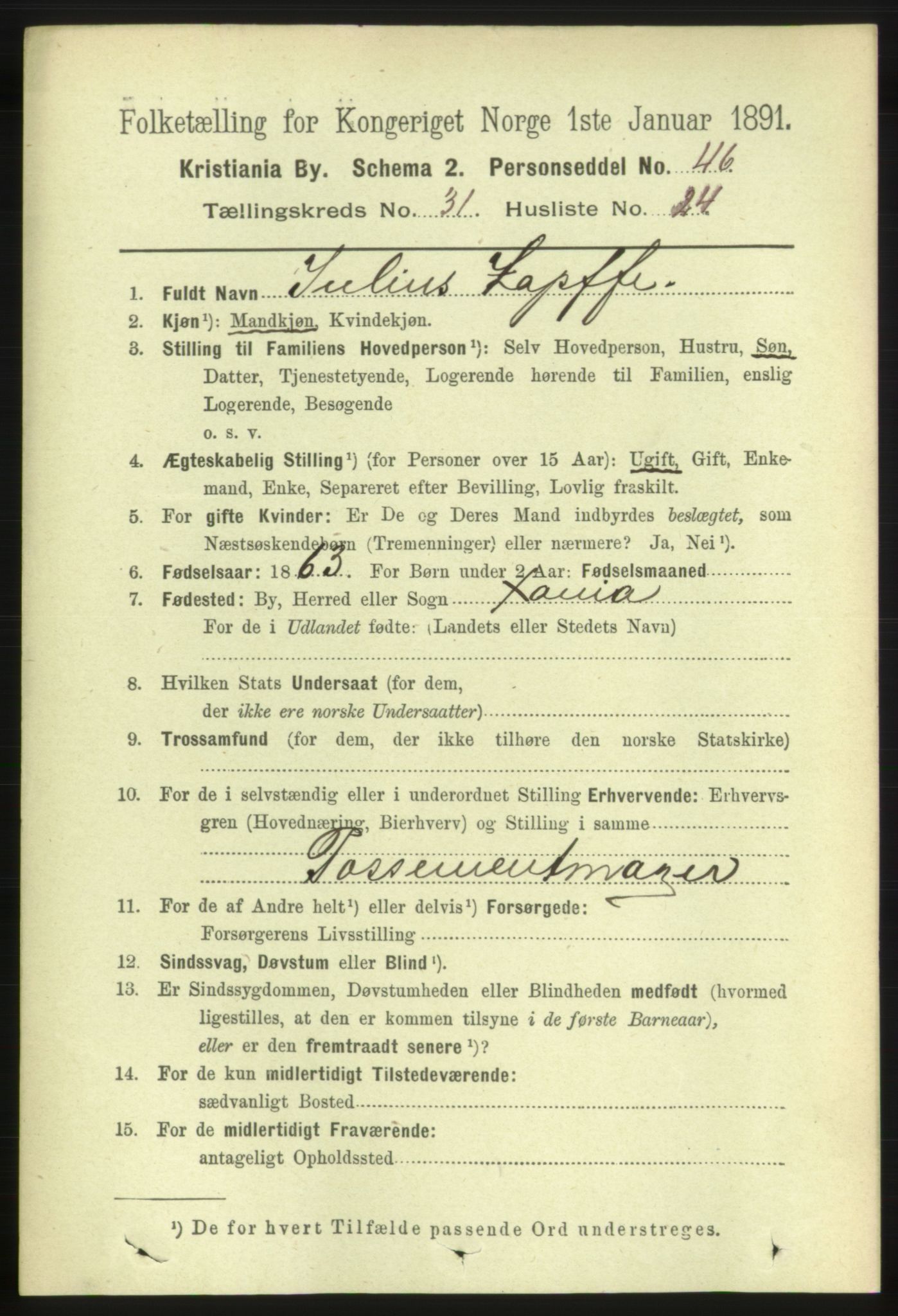 RA, 1891 census for 0301 Kristiania, 1891, p. 16707