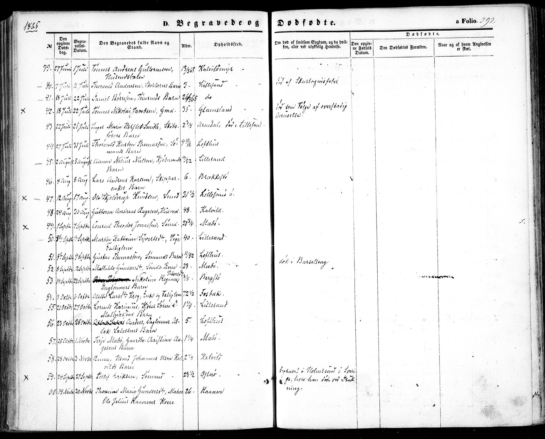 Vestre Moland sokneprestkontor, AV/SAK-1111-0046/F/Fa/Fab/L0007: Parish register (official) no. A 7, 1859-1872, p. 292