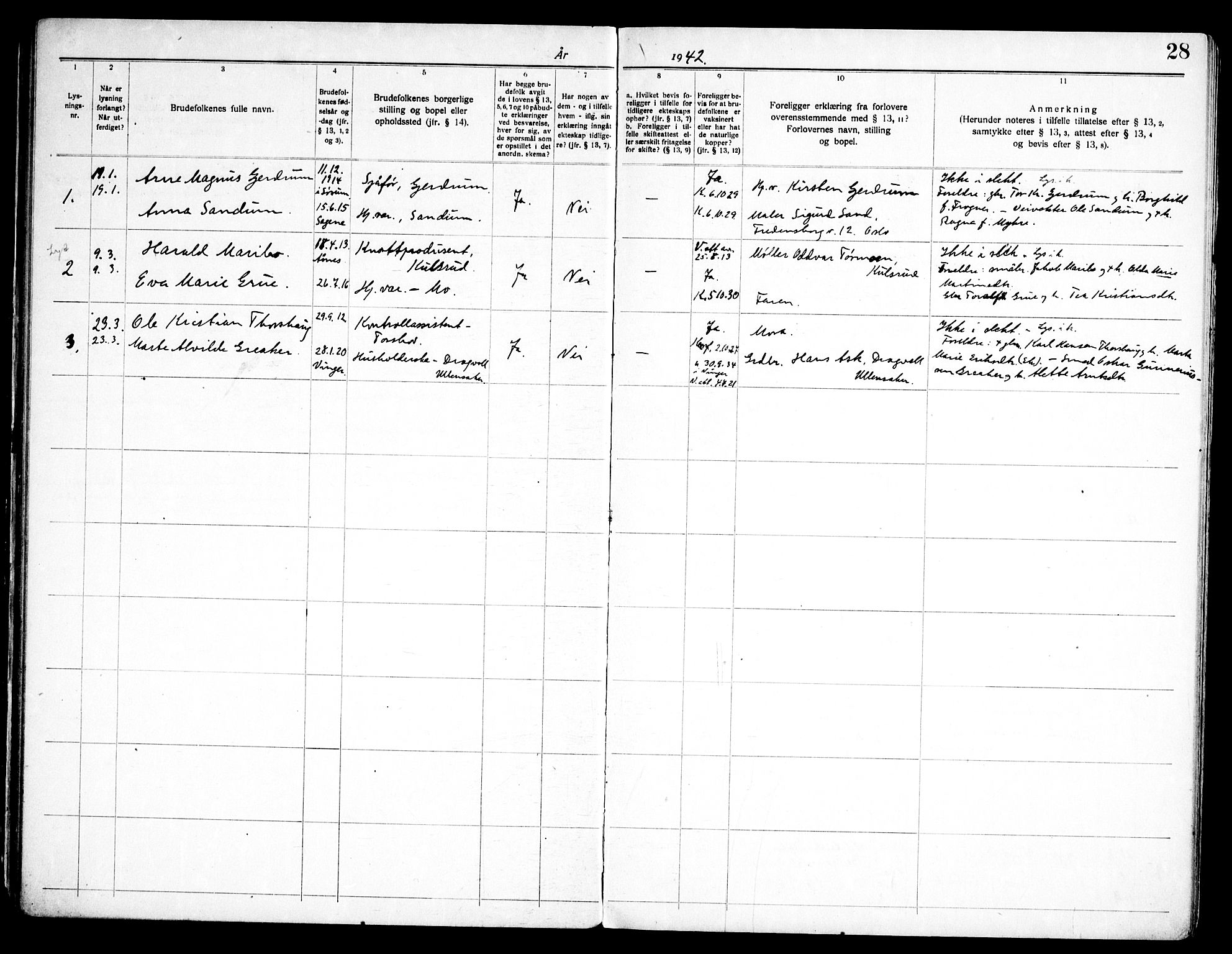 Gjerdrum prestekontor Kirkebøker, AV/SAO-A-10412b/H/Ha/L0001: Banns register no. 1, 1920-1969, p. 28