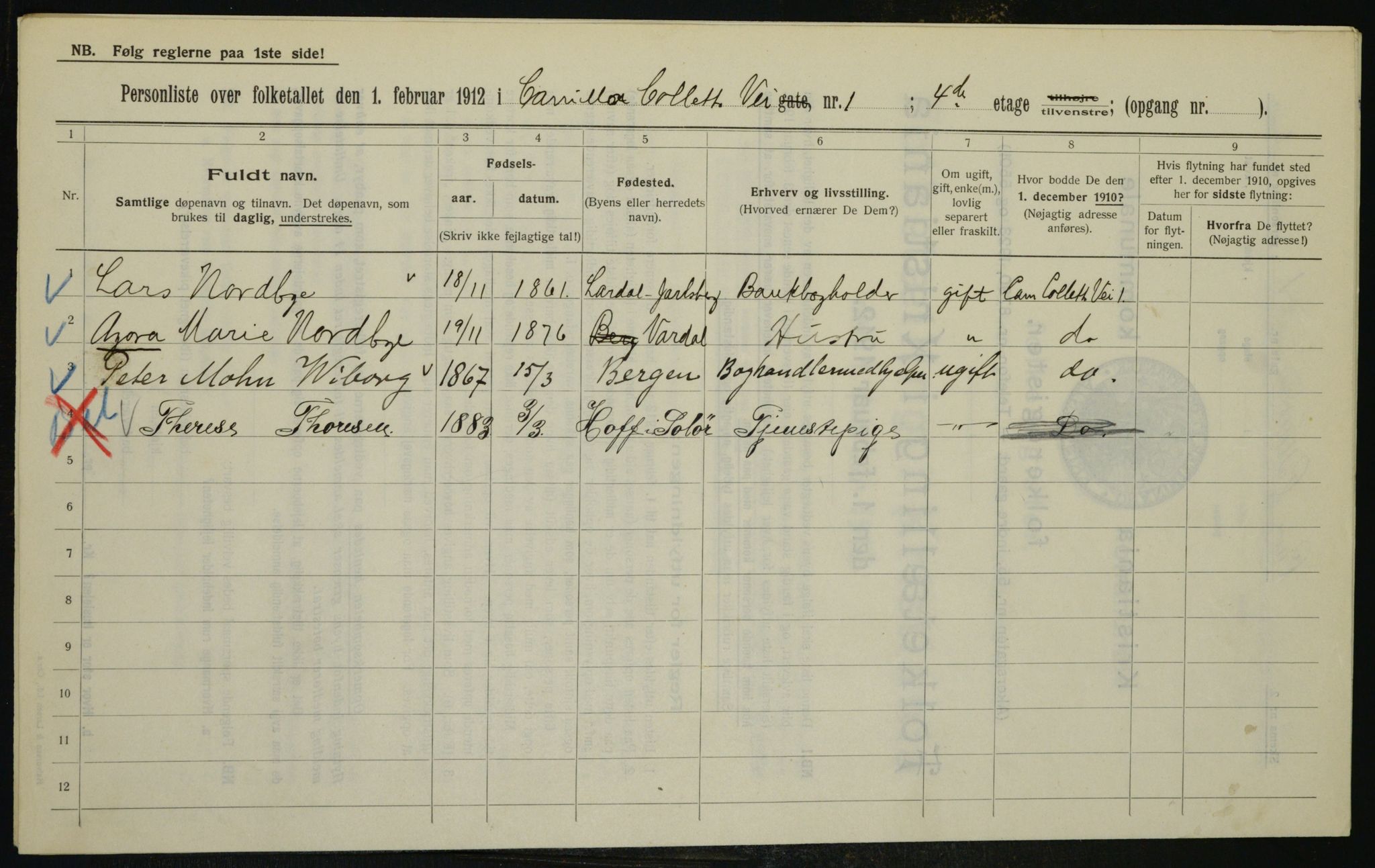 OBA, Municipal Census 1912 for Kristiania, 1912, p. 11437