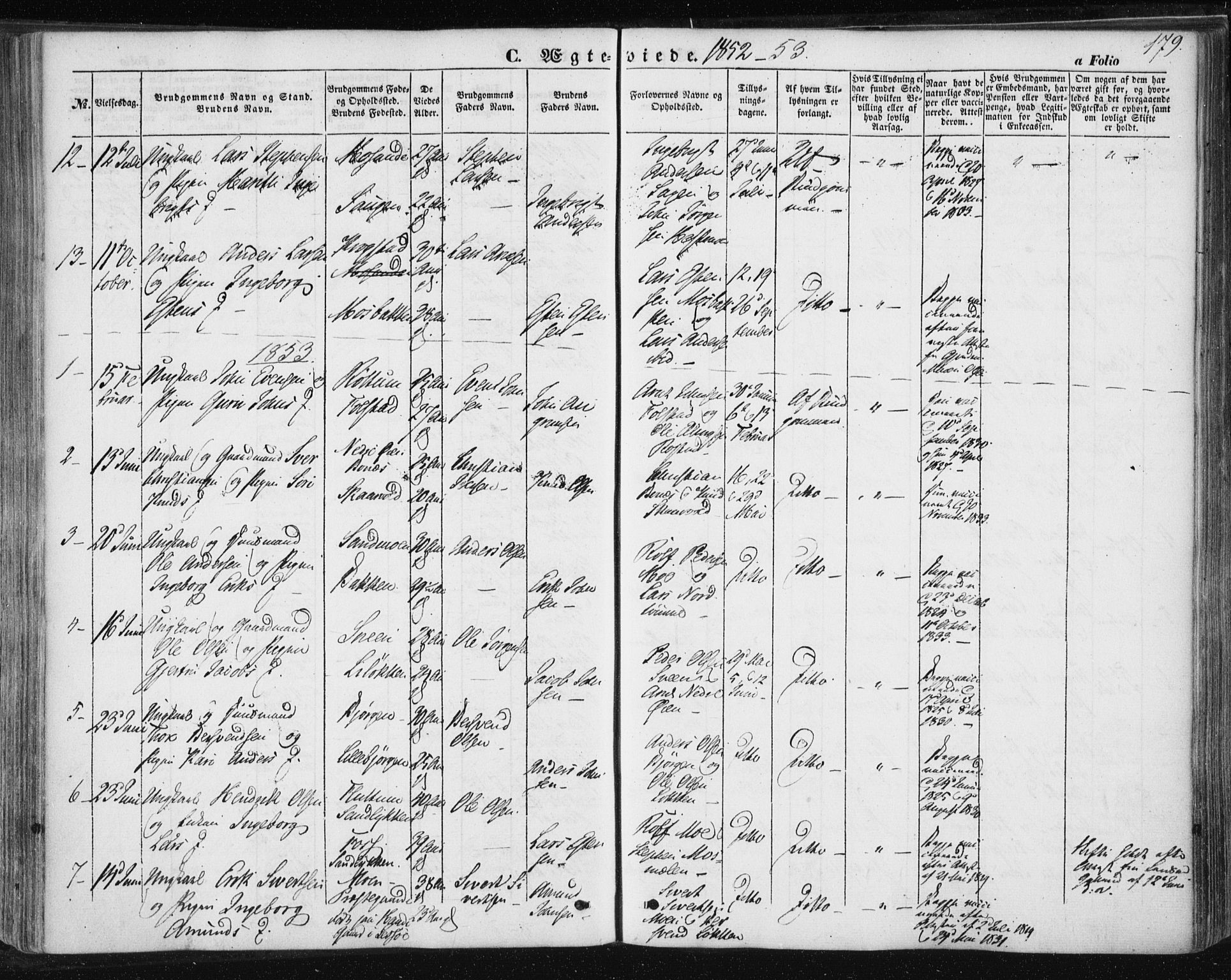 Ministerialprotokoller, klokkerbøker og fødselsregistre - Sør-Trøndelag, SAT/A-1456/687/L1000: Parish register (official) no. 687A06, 1848-1869, p. 179