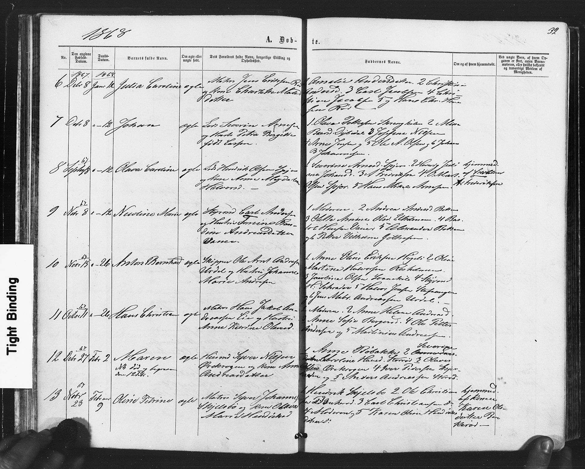 Hvaler prestekontor Kirkebøker, AV/SAO-A-2001/F/Fa/L0007: Parish register (official) no. I 7, 1864-1878, p. 32