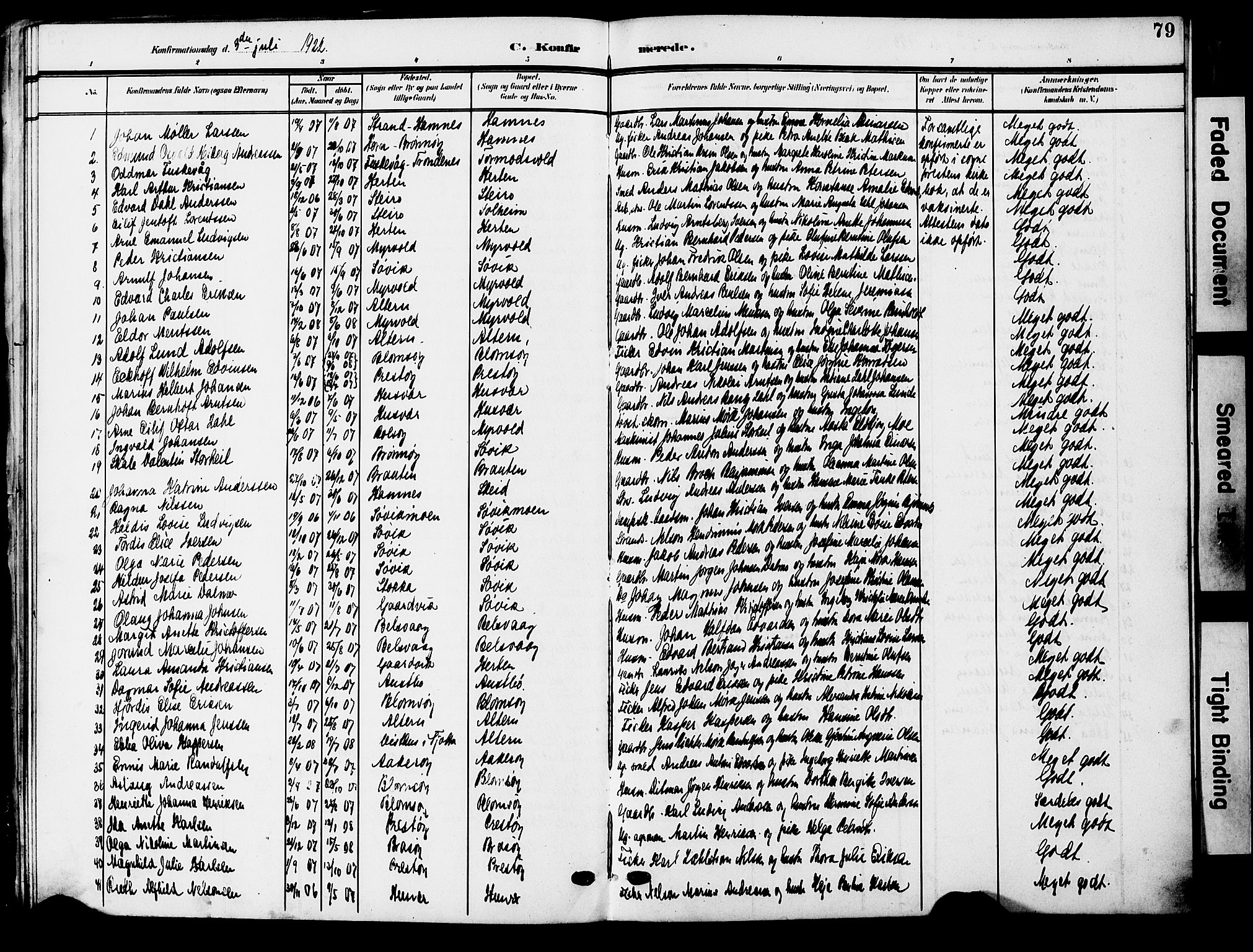 Ministerialprotokoller, klokkerbøker og fødselsregistre - Nordland, AV/SAT-A-1459/830/L0464: Parish register (copy) no. 830C06, 1906-1925, p. 79