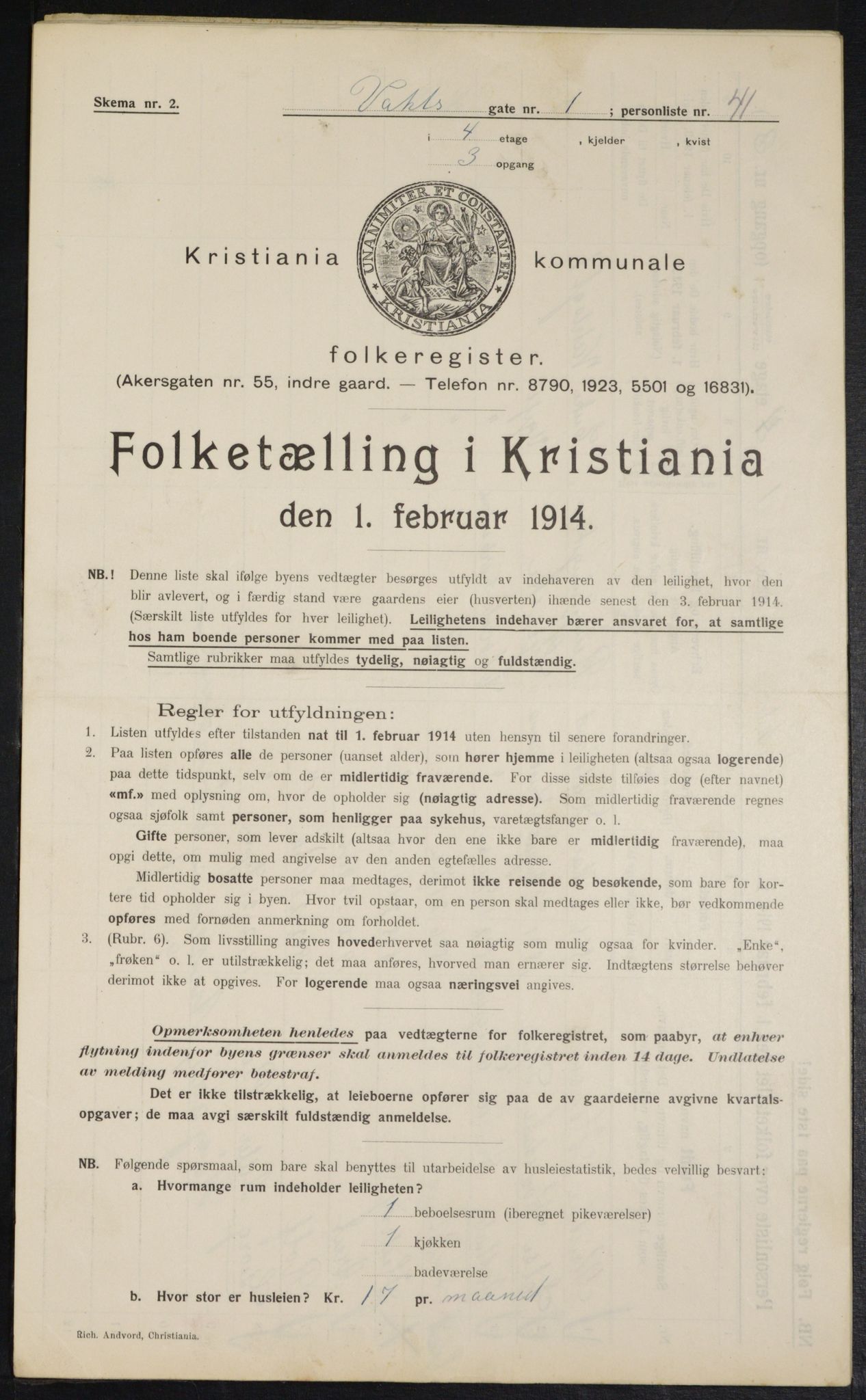 OBA, Municipal Census 1914 for Kristiania, 1914, p. 122411