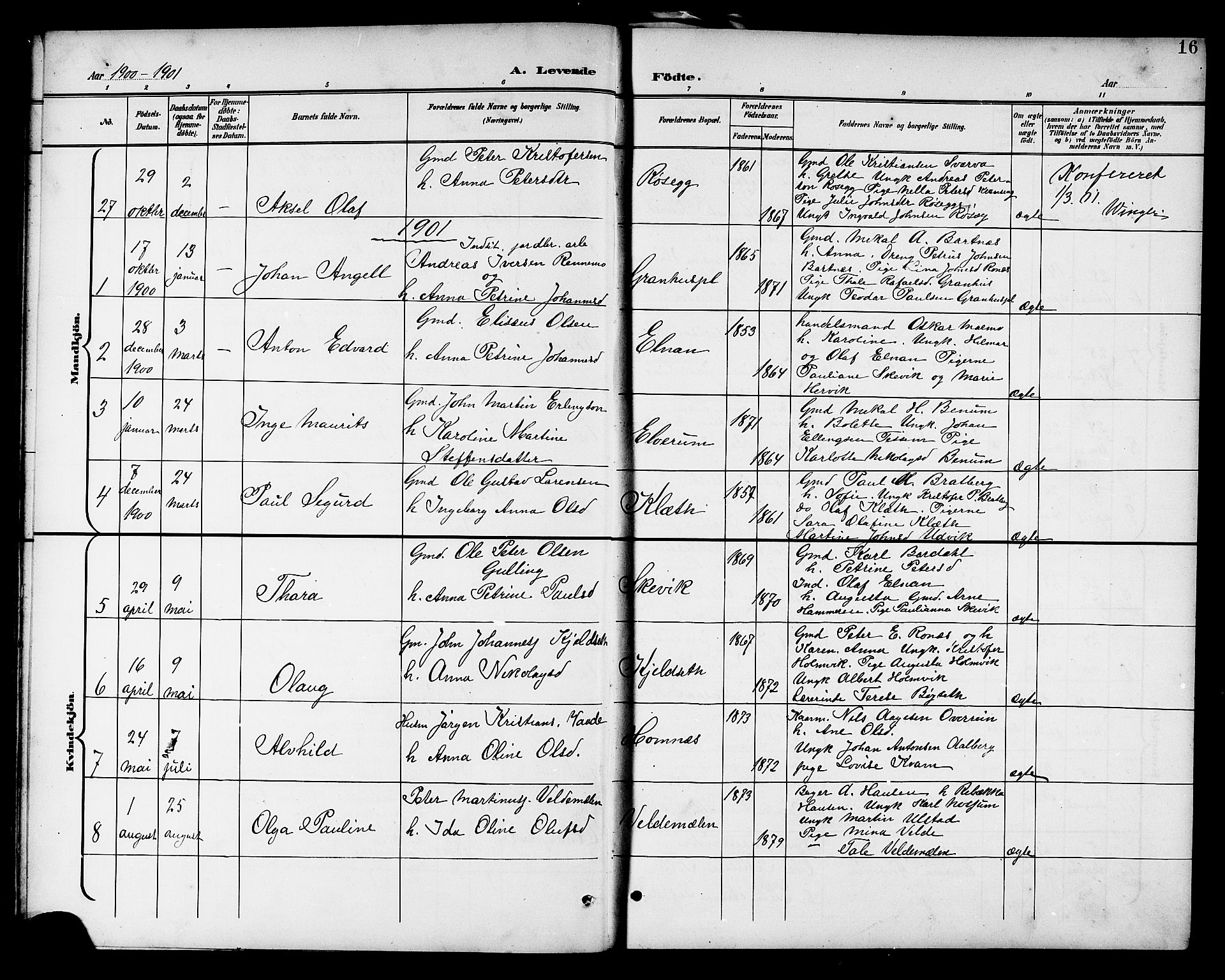 Ministerialprotokoller, klokkerbøker og fødselsregistre - Nord-Trøndelag, SAT/A-1458/741/L0401: Parish register (copy) no. 741C02, 1899-1911, p. 16