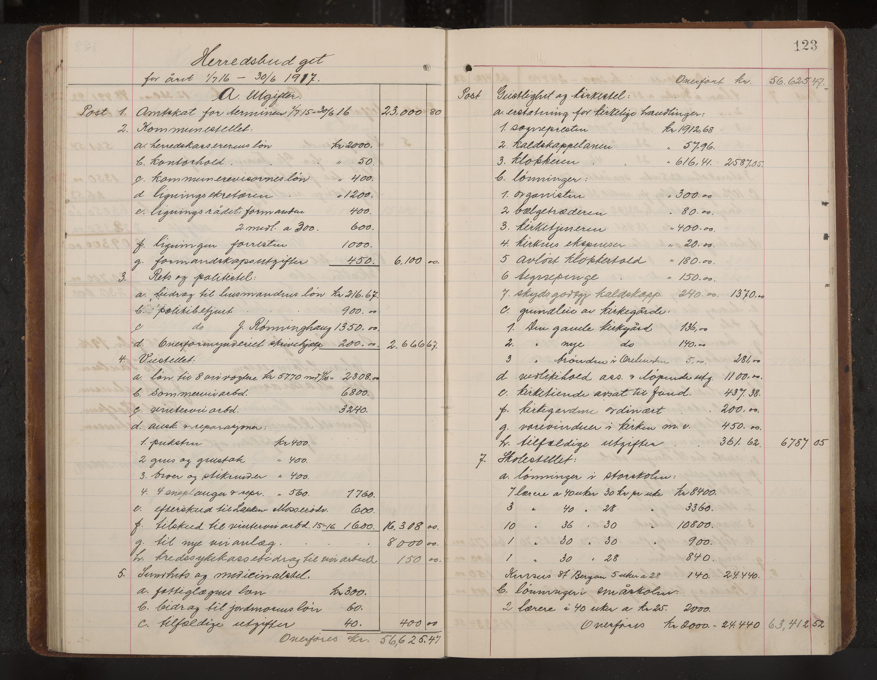 Sandar formannskap og sentraladministrasjon, IKAK/0724021/A/Aa/L0005: Møtebok med register, 1914-1918, p. 123