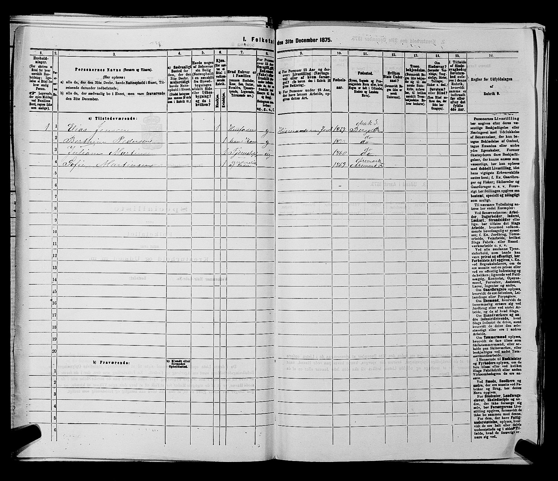 RA, 1875 census for 0116P Berg, 1875, p. 1142