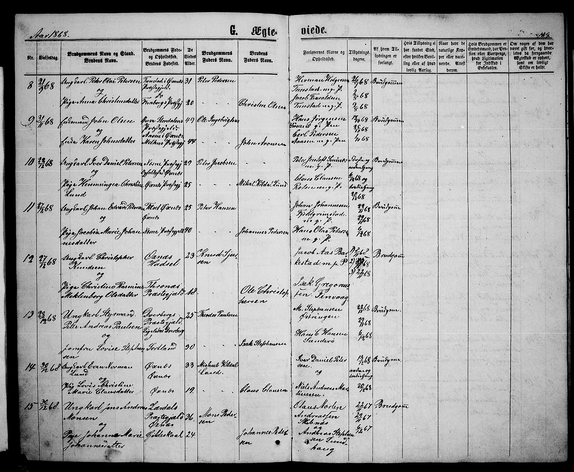 Ministerialprotokoller, klokkerbøker og fødselsregistre - Nordland, AV/SAT-A-1459/893/L1348: Parish register (copy) no. 893C03, 1867-1877, p. 149