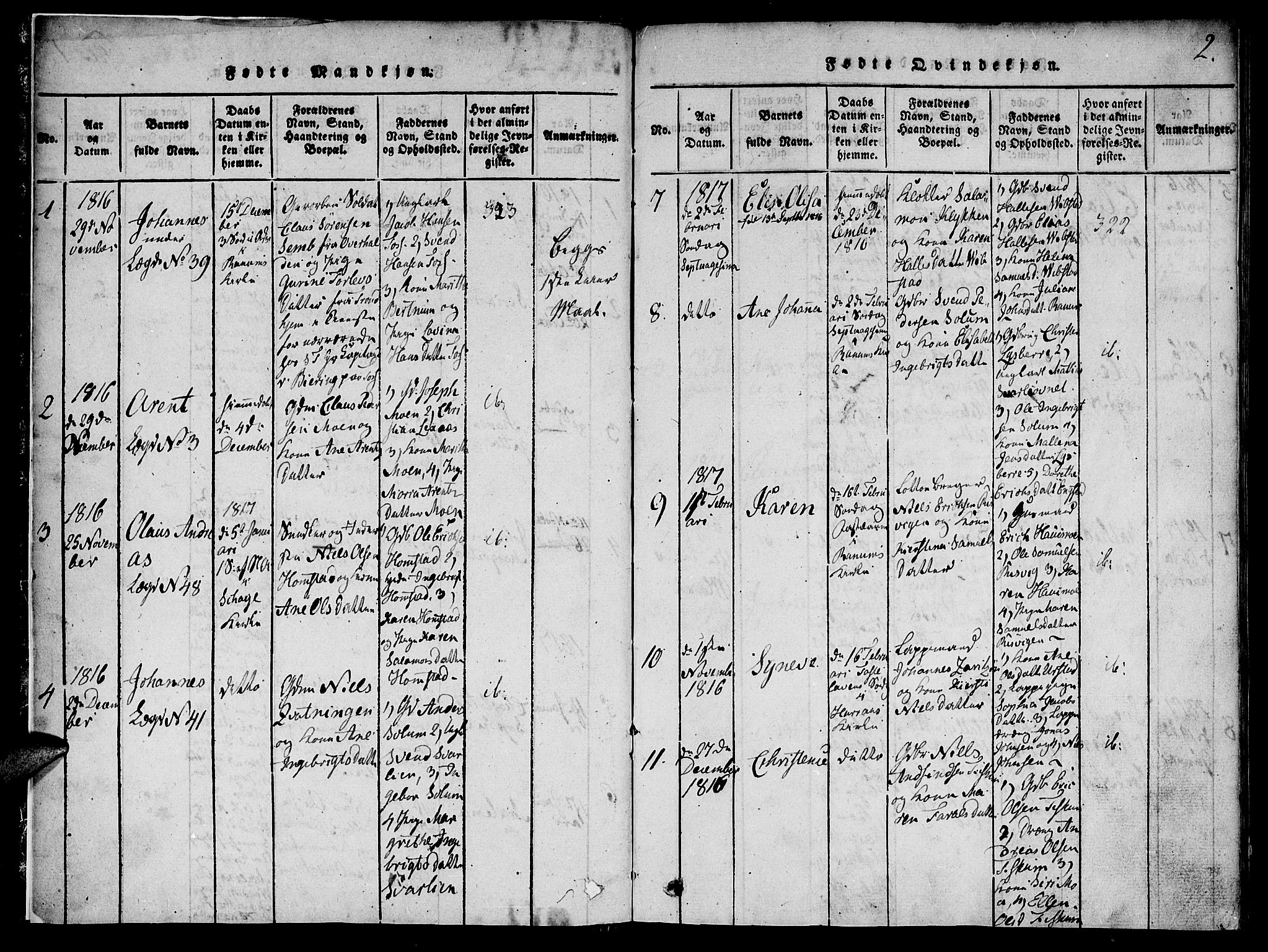 Ministerialprotokoller, klokkerbøker og fødselsregistre - Nord-Trøndelag, AV/SAT-A-1458/764/L0559: Parish register (copy) no. 764C01, 1816-1824, p. 2