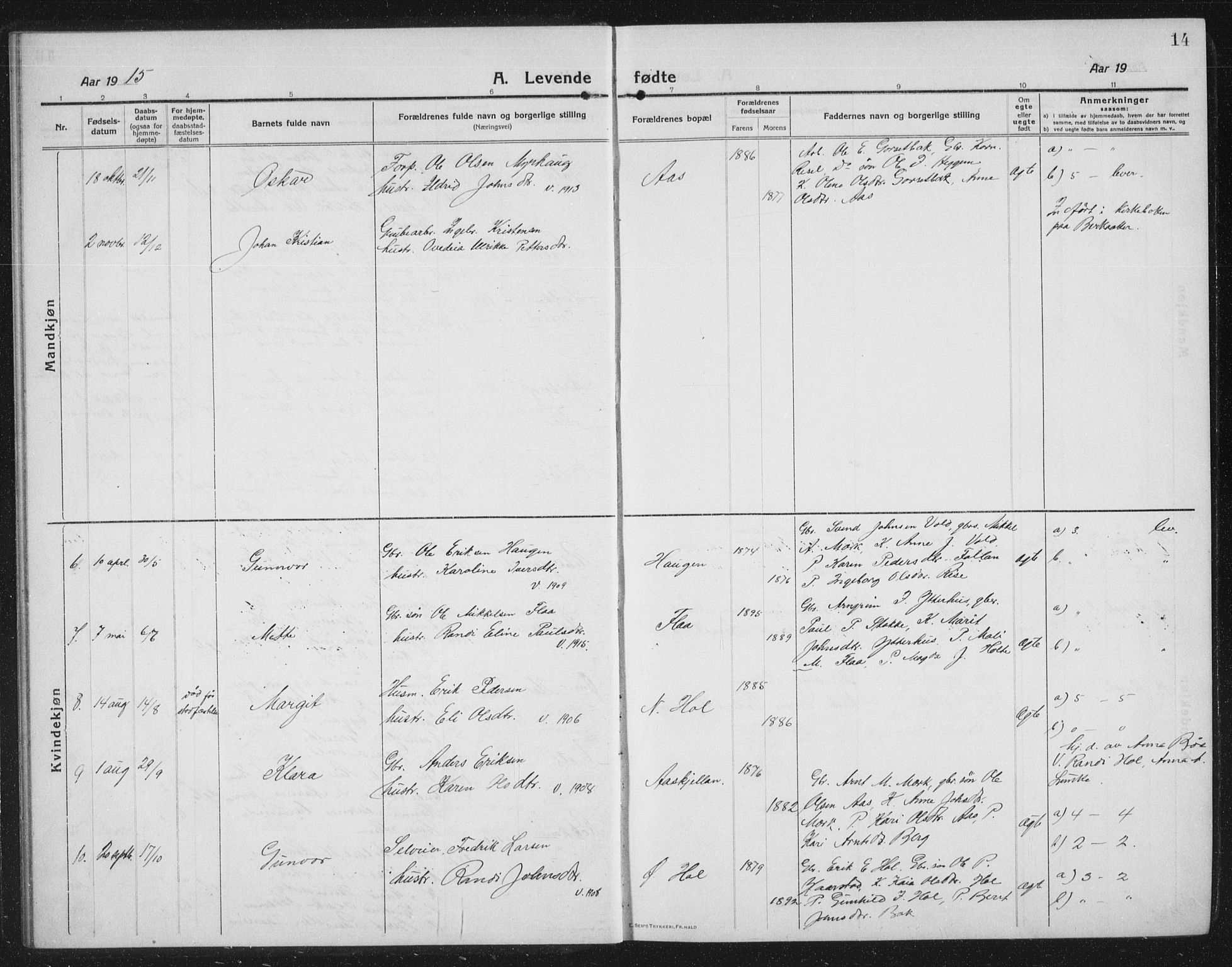 Ministerialprotokoller, klokkerbøker og fødselsregistre - Sør-Trøndelag, AV/SAT-A-1456/674/L0877: Parish register (copy) no. 674C04, 1913-1940, p. 14