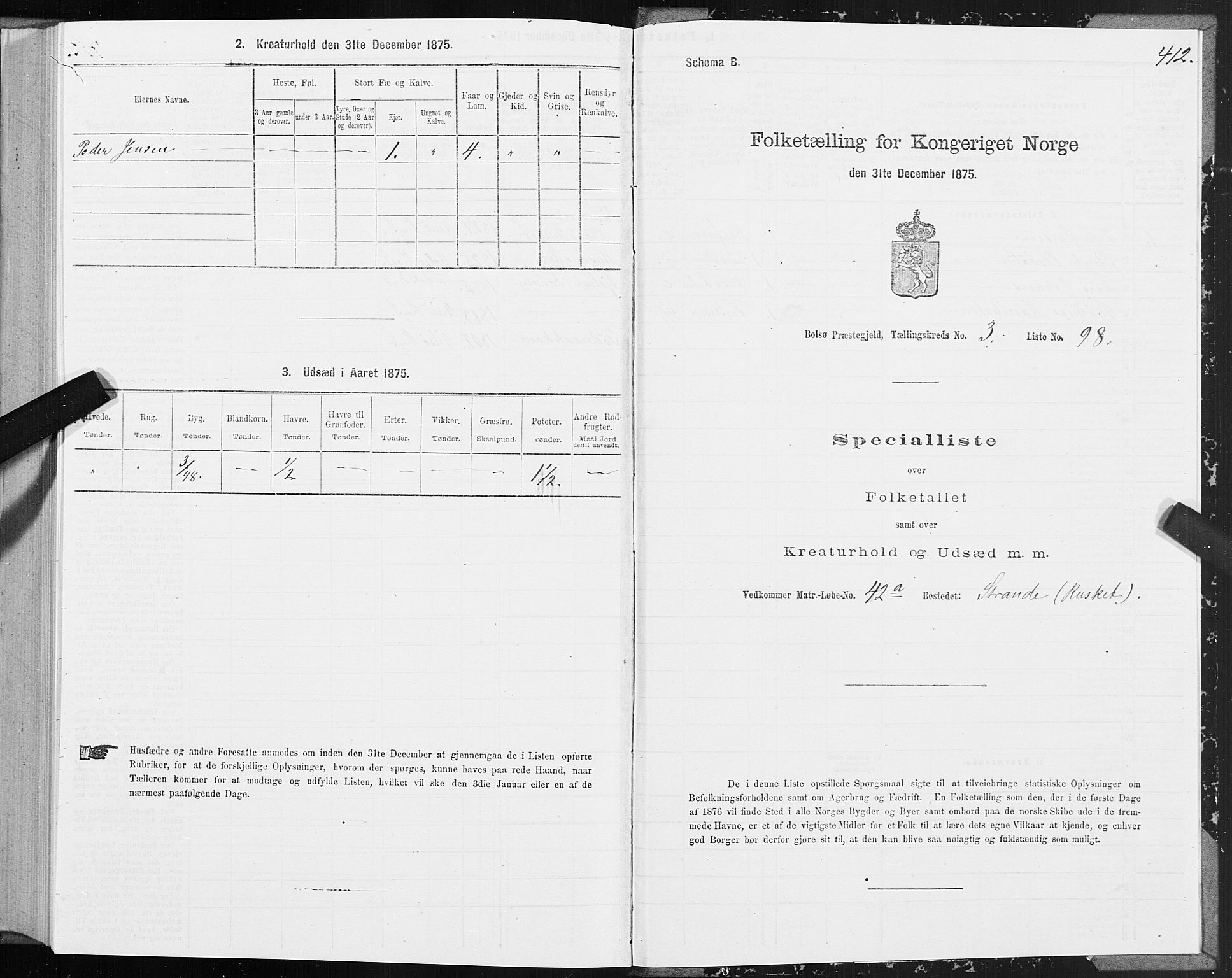 SAT, 1875 census for 1544P Bolsøy, 1875, p. 2412