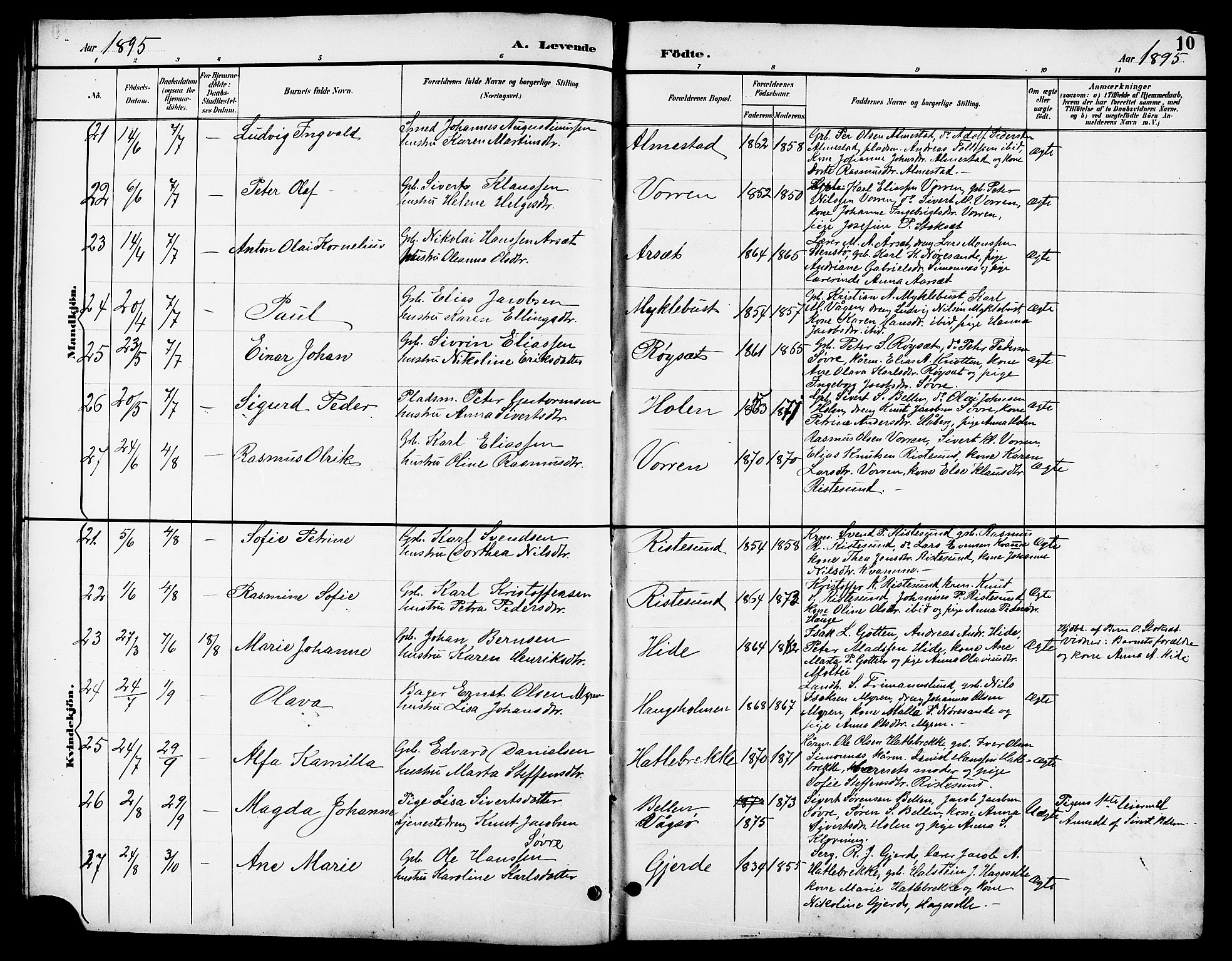 Ministerialprotokoller, klokkerbøker og fødselsregistre - Møre og Romsdal, AV/SAT-A-1454/503/L0049: Parish register (copy) no. 503C04, 1894-1915, p. 10