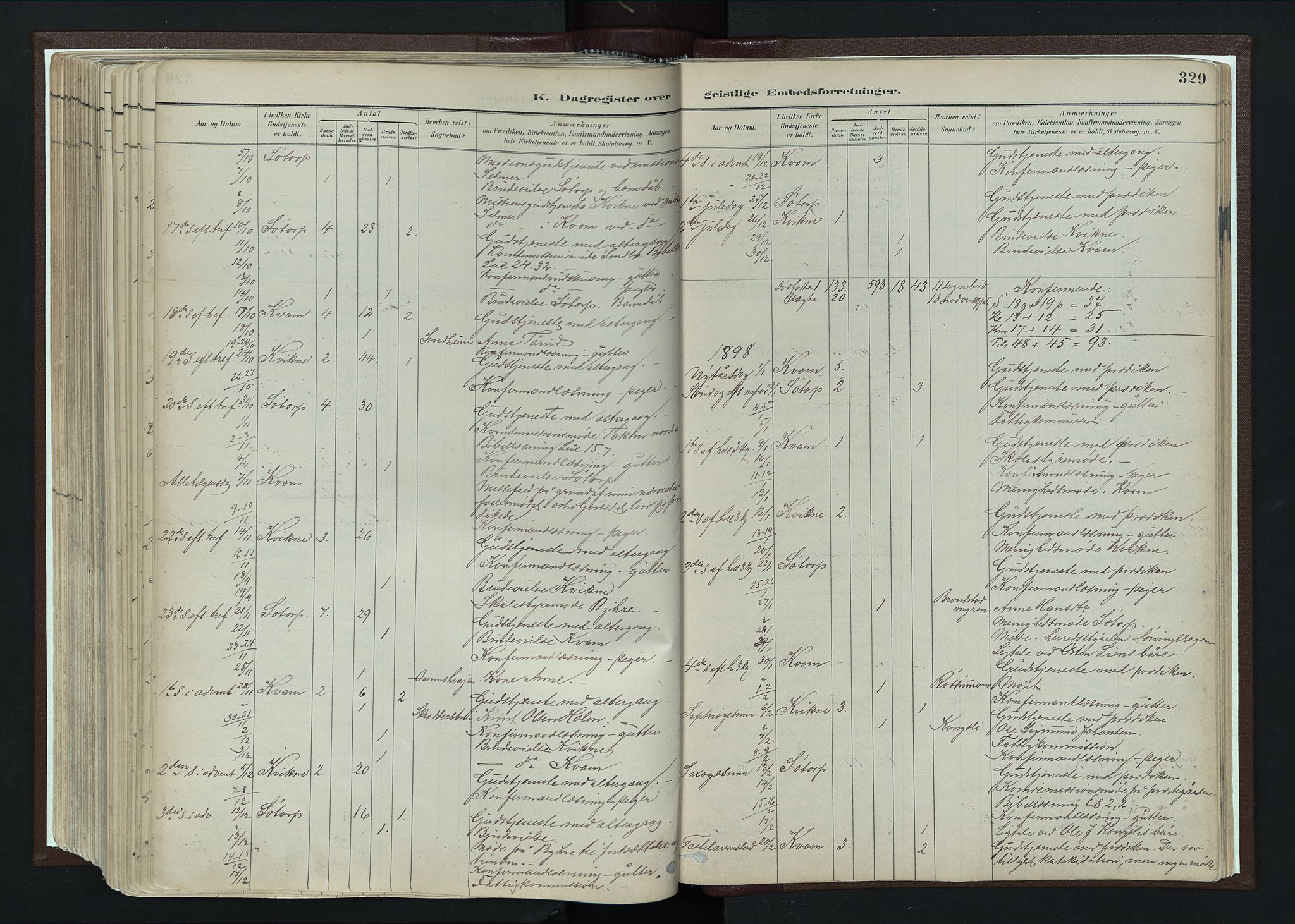 Nord-Fron prestekontor, AV/SAH-PREST-080/H/Ha/Haa/L0004: Parish register (official) no. 4, 1884-1914, p. 329