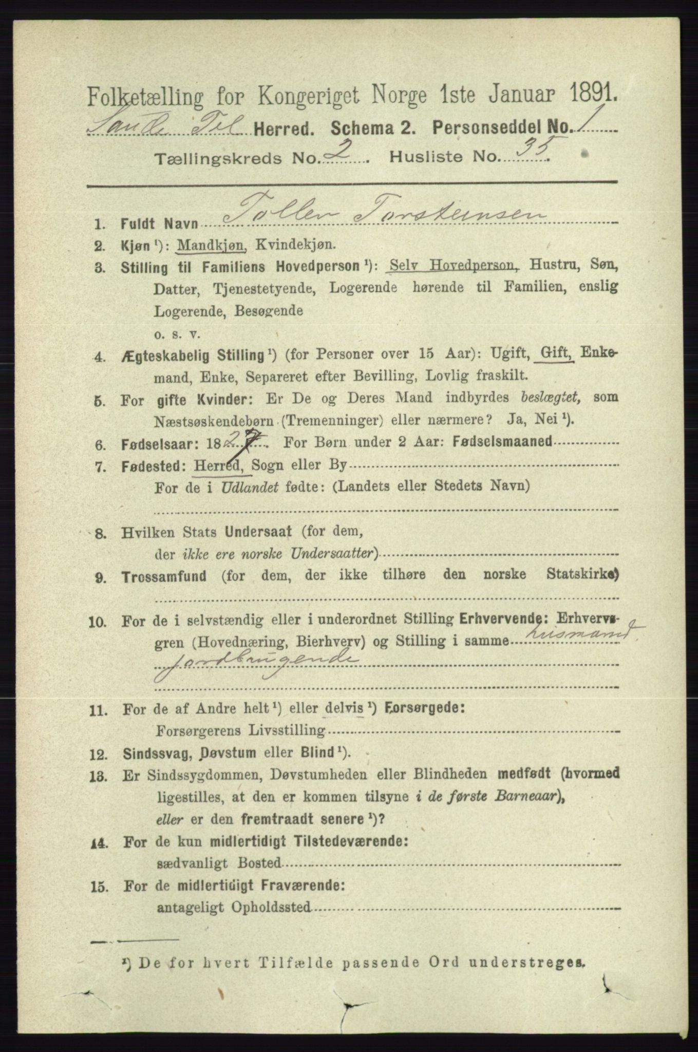 RA, 1891 census for 0822 Sauherad, 1891, p. 602