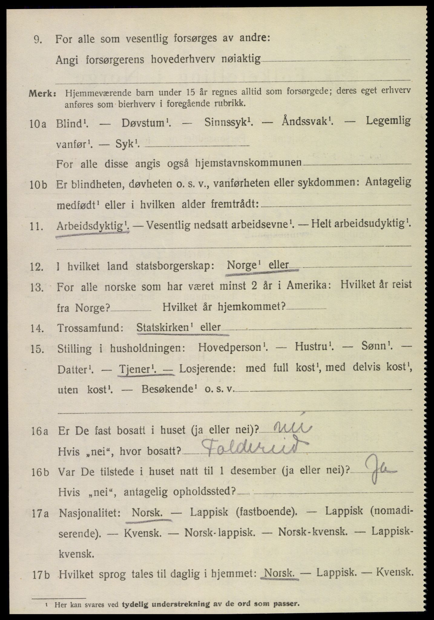 SAT, 1920 census for Kolvereid, 1920, p. 5078