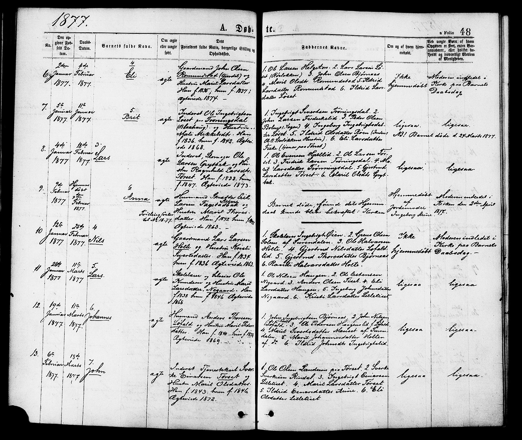 Ministerialprotokoller, klokkerbøker og fødselsregistre - Møre og Romsdal, AV/SAT-A-1454/598/L1068: Parish register (official) no. 598A02, 1872-1881, p. 48