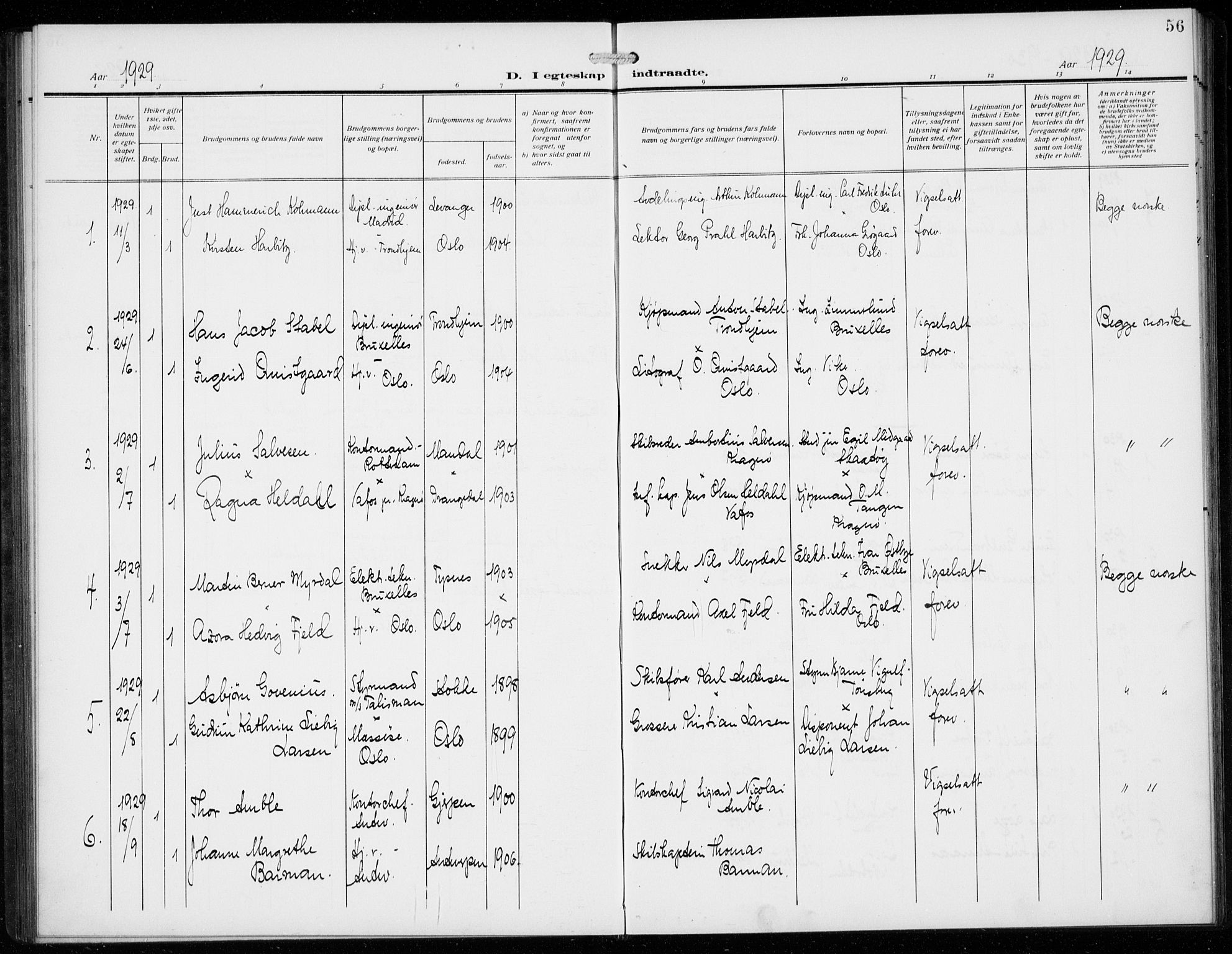 Den norske sjømannsmisjon i utlandet/Antwerpen, AV/SAB-SAB/PA-0105/H/Ha/L0003: Parish register (official) no. A 3, 1914-1930, p. 56