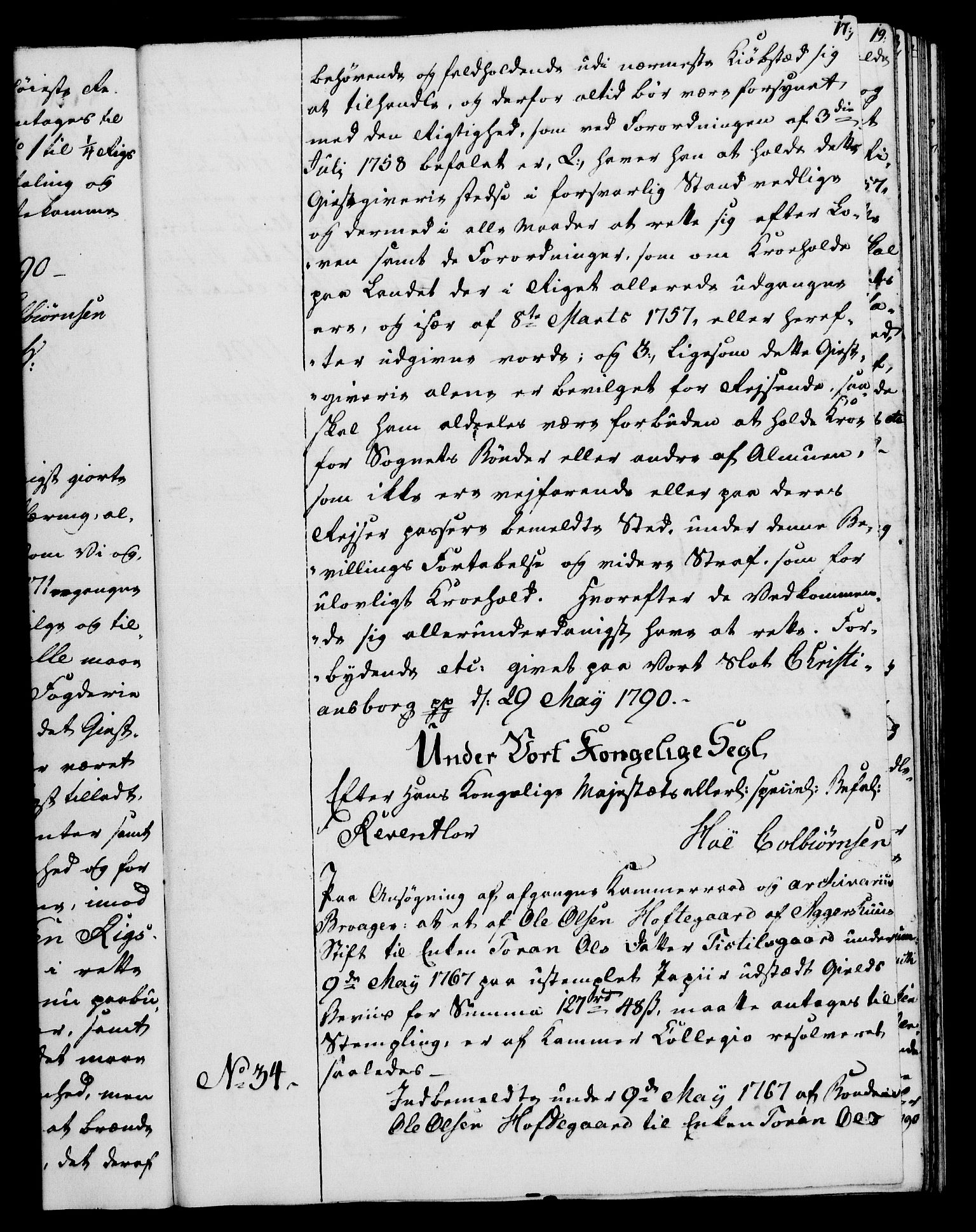 Rentekammeret, Kammerkanselliet, AV/RA-EA-3111/G/Gg/Gga/L0015: Norsk ekspedisjonsprotokoll med register (merket RK 53.15), 1790-1791, p. 17