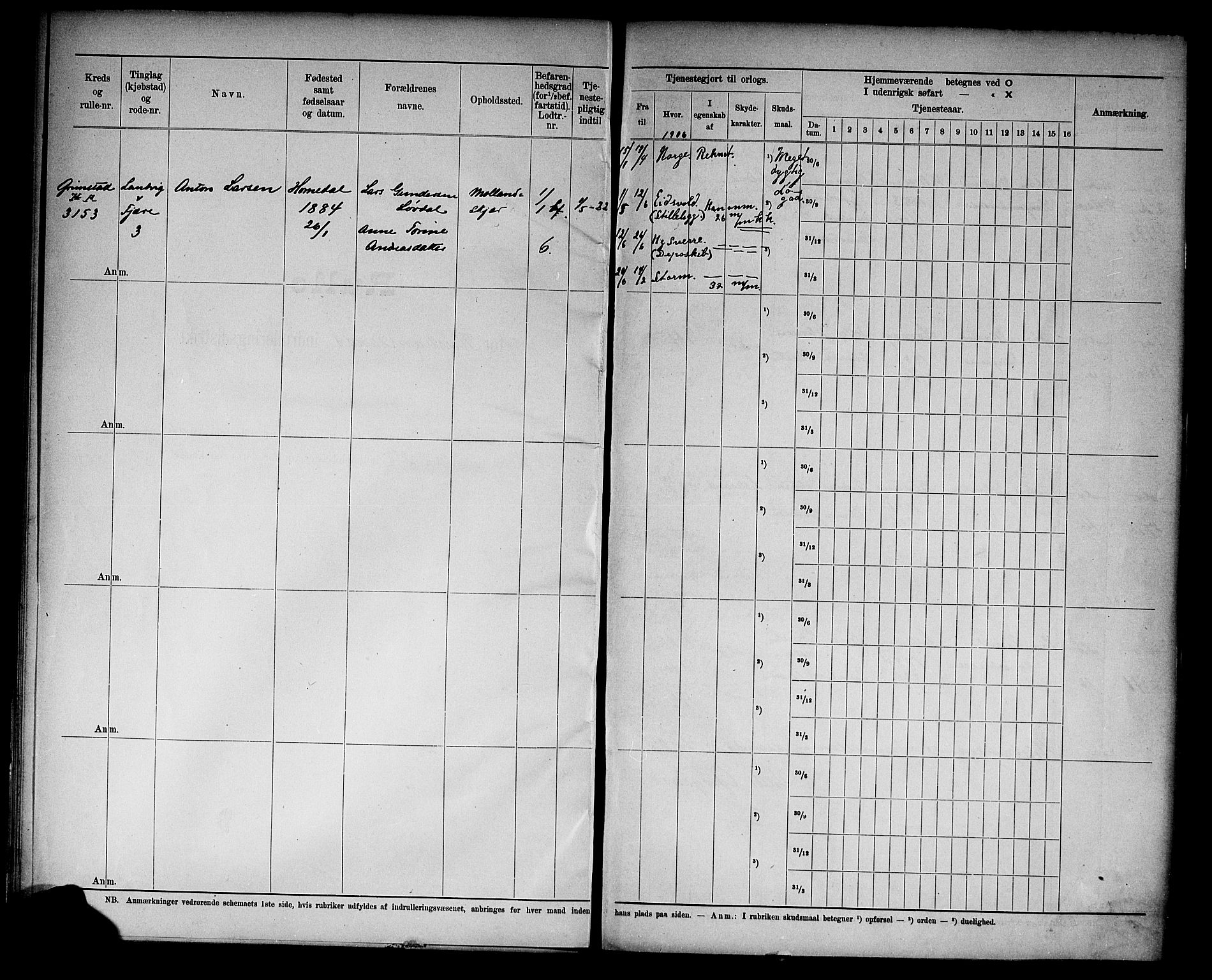 Kristiansand mønstringskrets, AV/SAK-2031-0015/F/Fd/L0008: Rulle sjøvernepliktige, C-8, 1906, p. 24