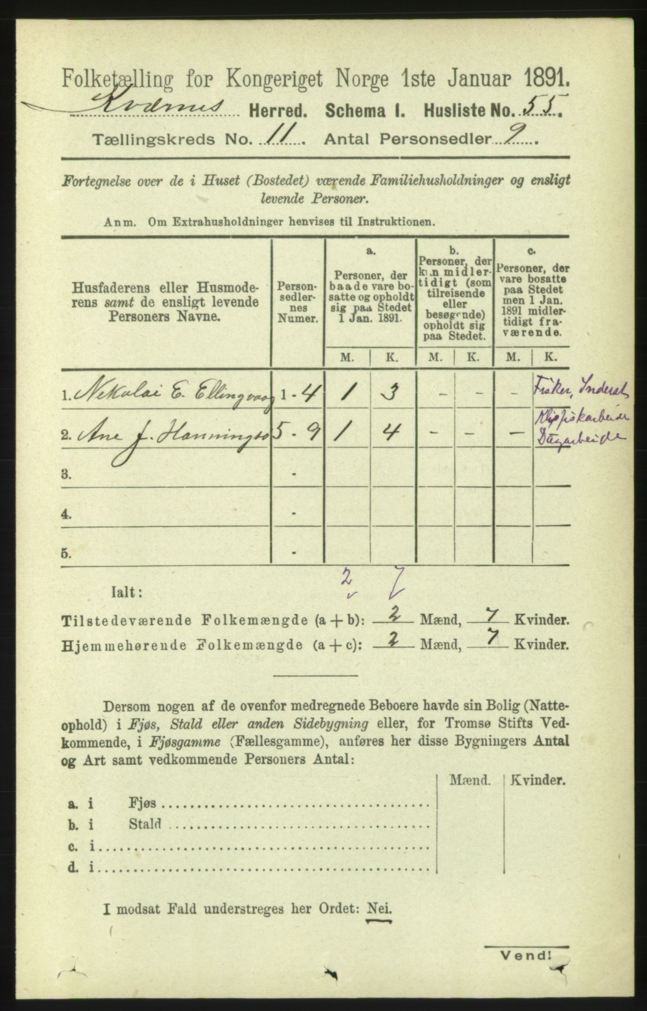 RA, 1891 census for 1553 Kvernes, 1891, p. 4809