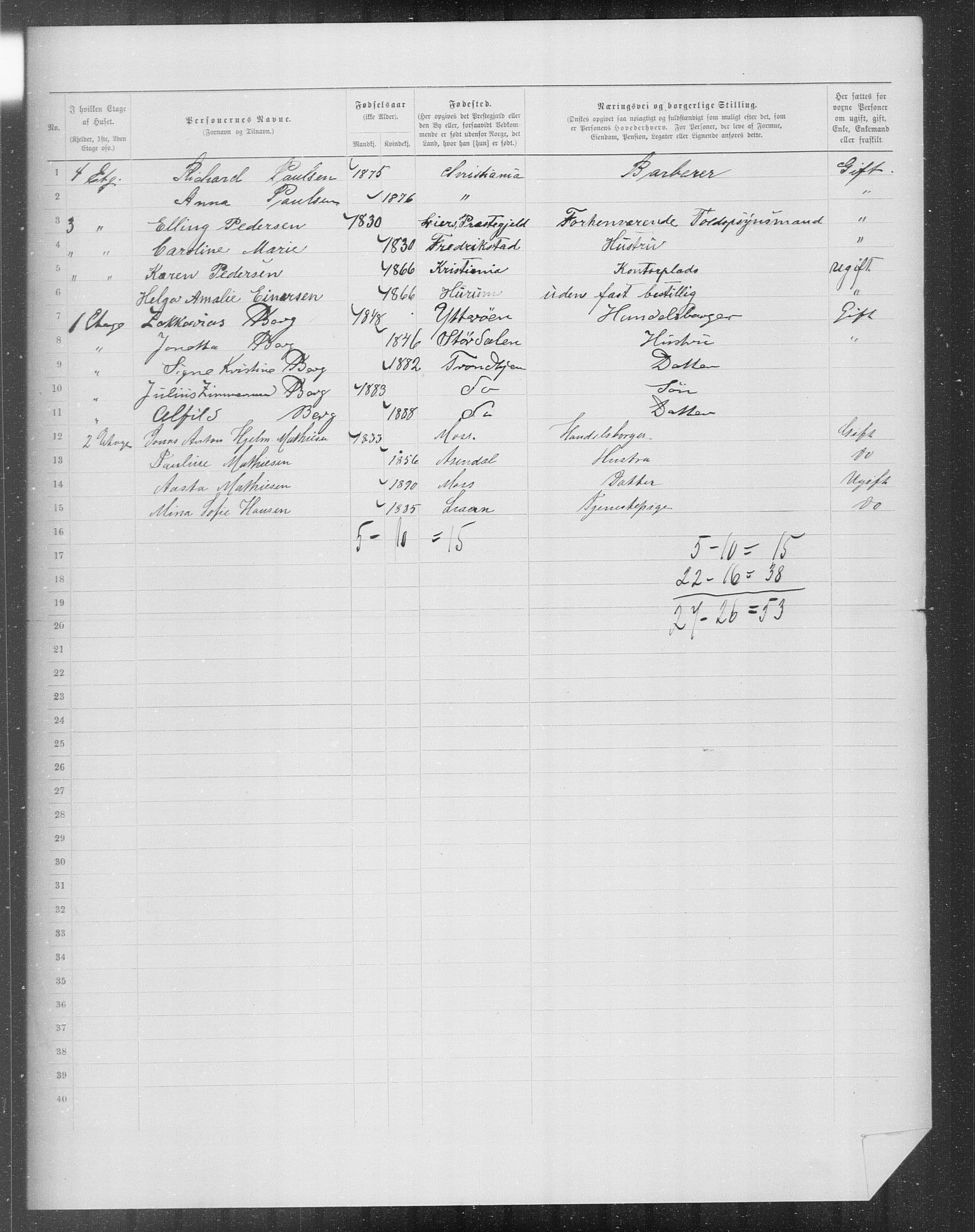 OBA, Municipal Census 1899 for Kristiania, 1899, p. 7908