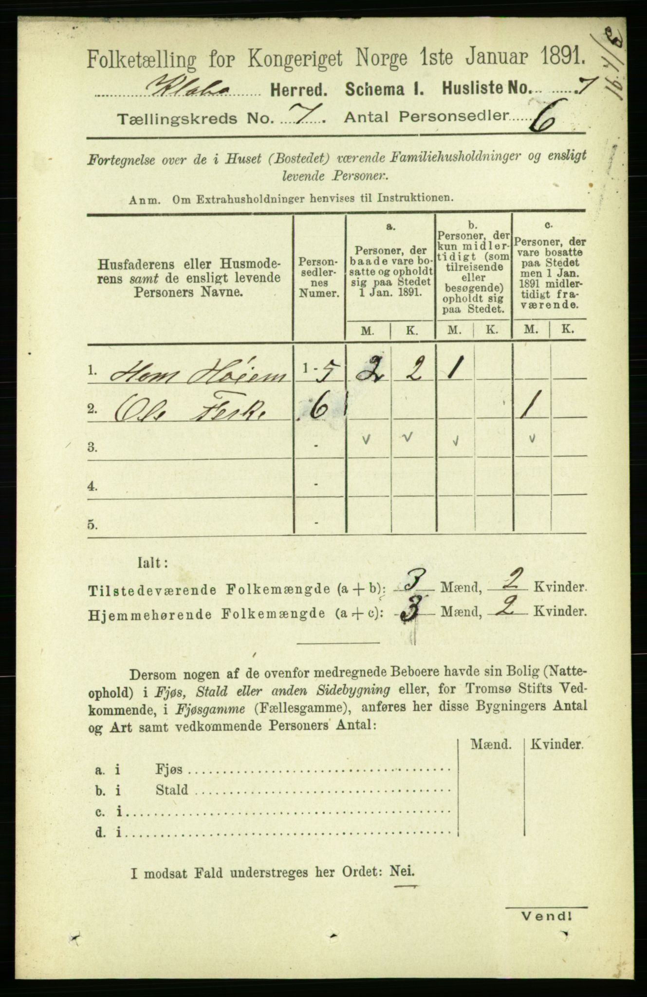 RA, 1891 census for 1662 Klæbu, 1891, p. 1329