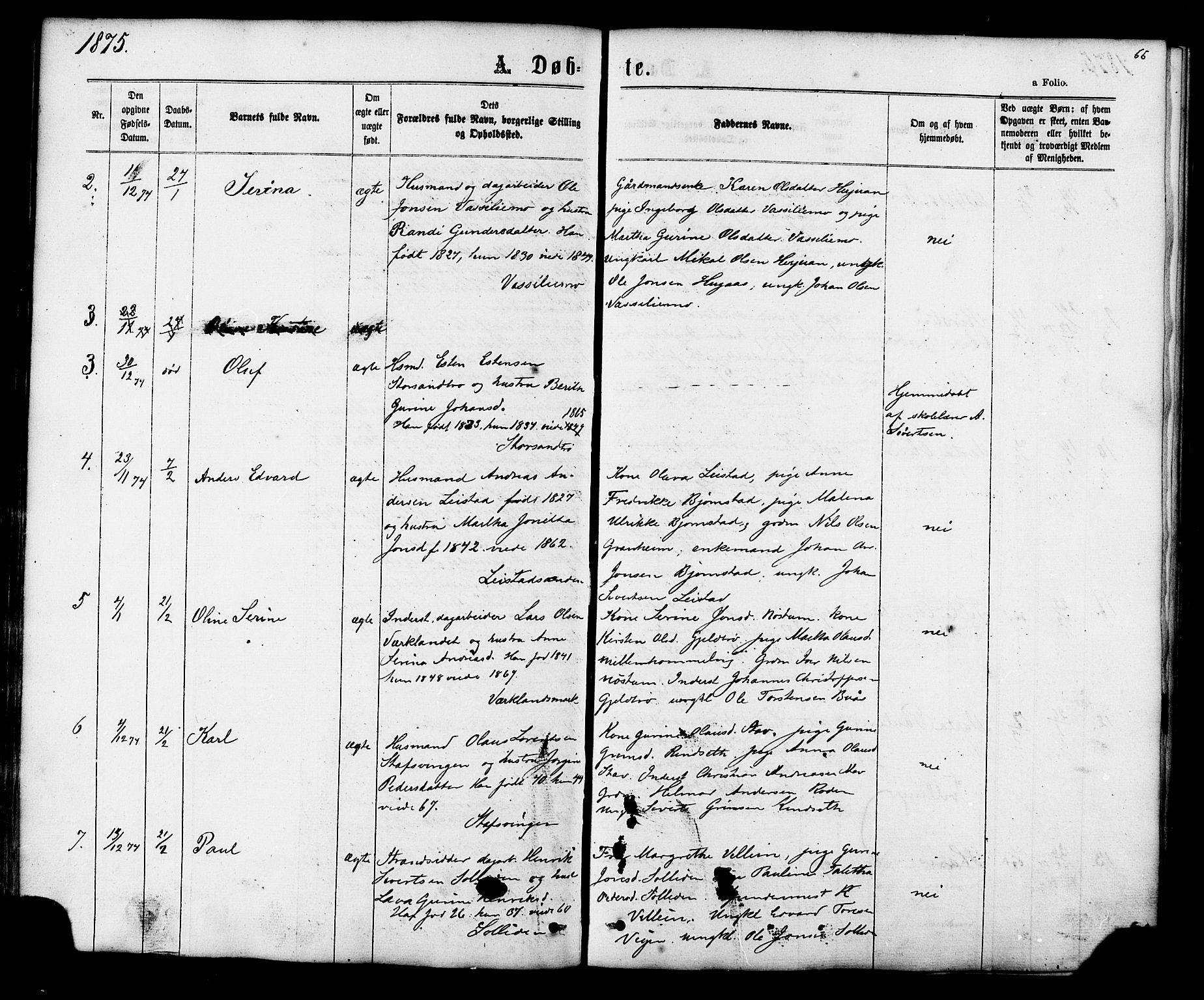 Ministerialprotokoller, klokkerbøker og fødselsregistre - Sør-Trøndelag, SAT/A-1456/616/L0409: Parish register (official) no. 616A06, 1865-1877, p. 66