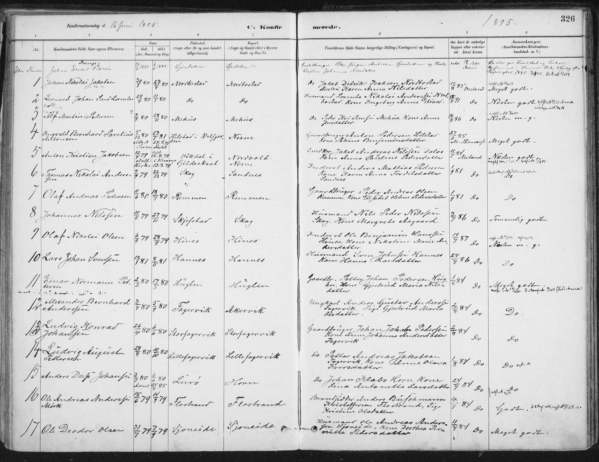 Ministerialprotokoller, klokkerbøker og fødselsregistre - Nordland, AV/SAT-A-1459/838/L0552: Parish register (official) no. 838A10, 1880-1910, p. 326