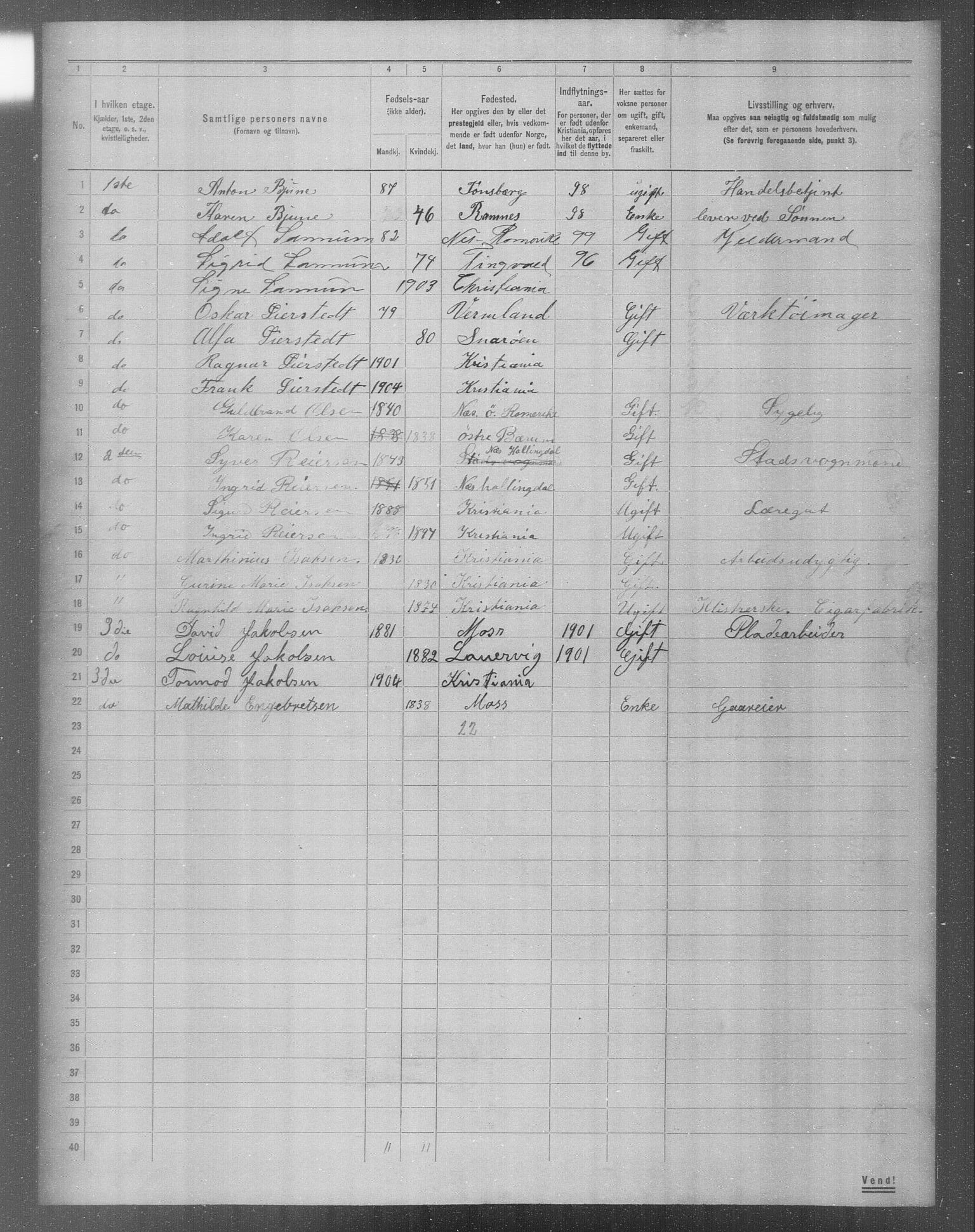 OBA, Municipal Census 1904 for Kristiania, 1904, p. 6936