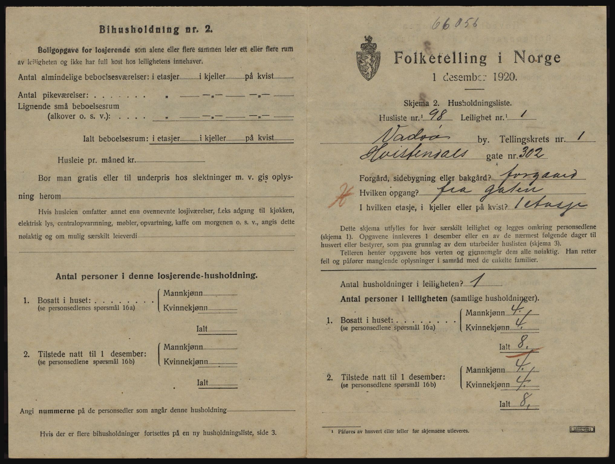 SATØ, 1920 census for Vadsø, 1920, p. 848