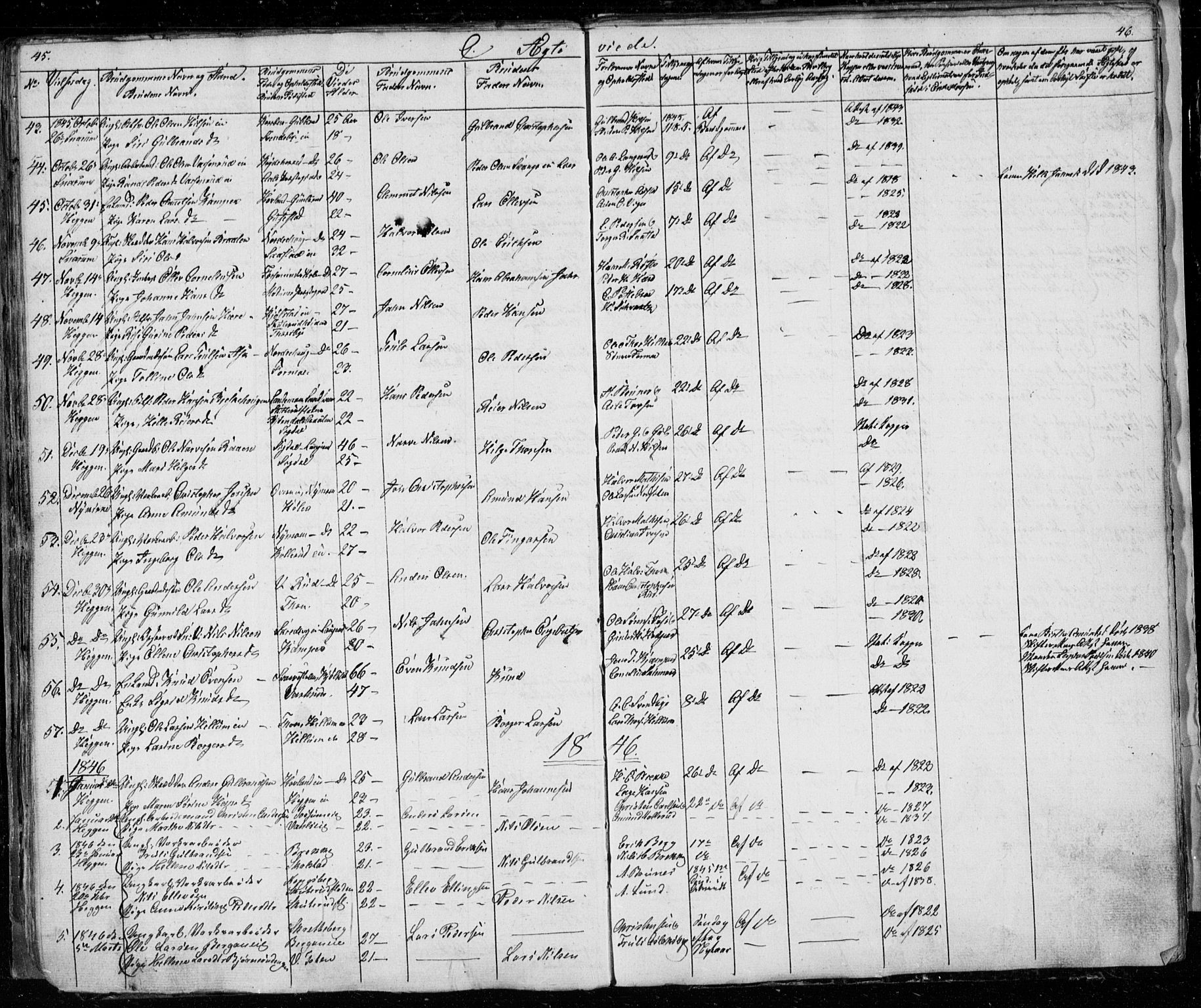Modum kirkebøker, SAKO/A-234/G/Ga/L0004: Parish register (copy) no. I 4, 1843-1846, p. 45-46