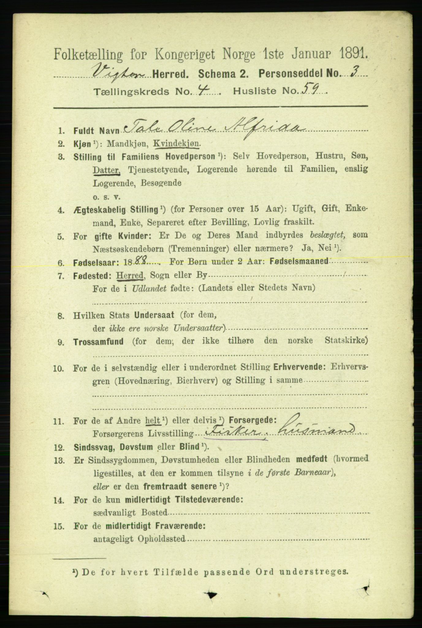 RA, 1891 census for 1750 Vikna, 1891, p. 2790