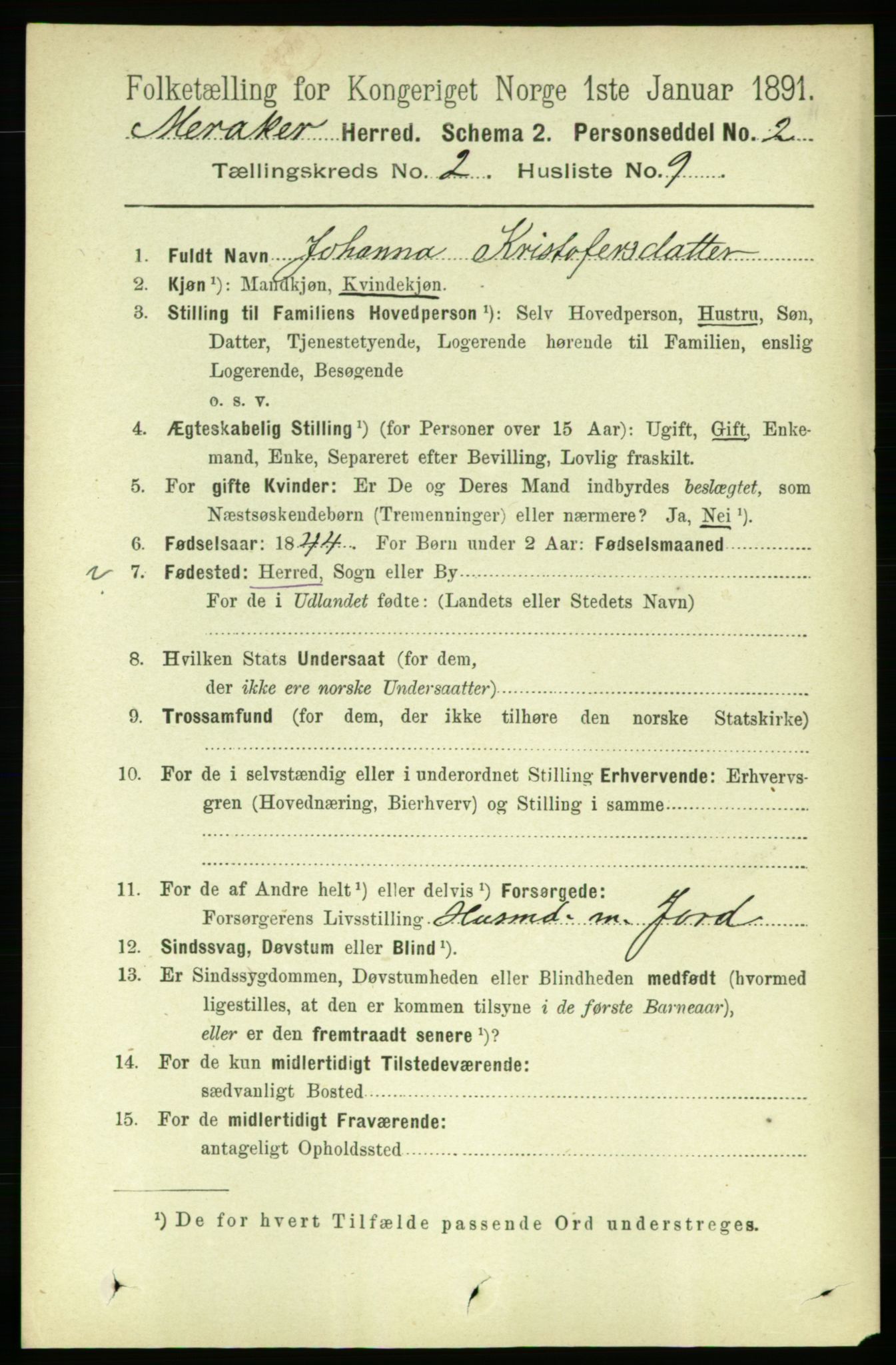 RA, 1891 census for 1711 Meråker, 1891, p. 630